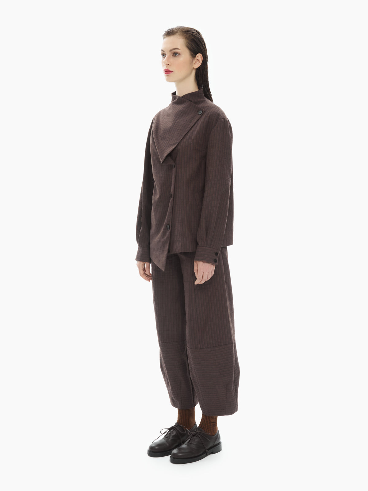 IXOS Giacca sartoriale asimmetrica MARRONE