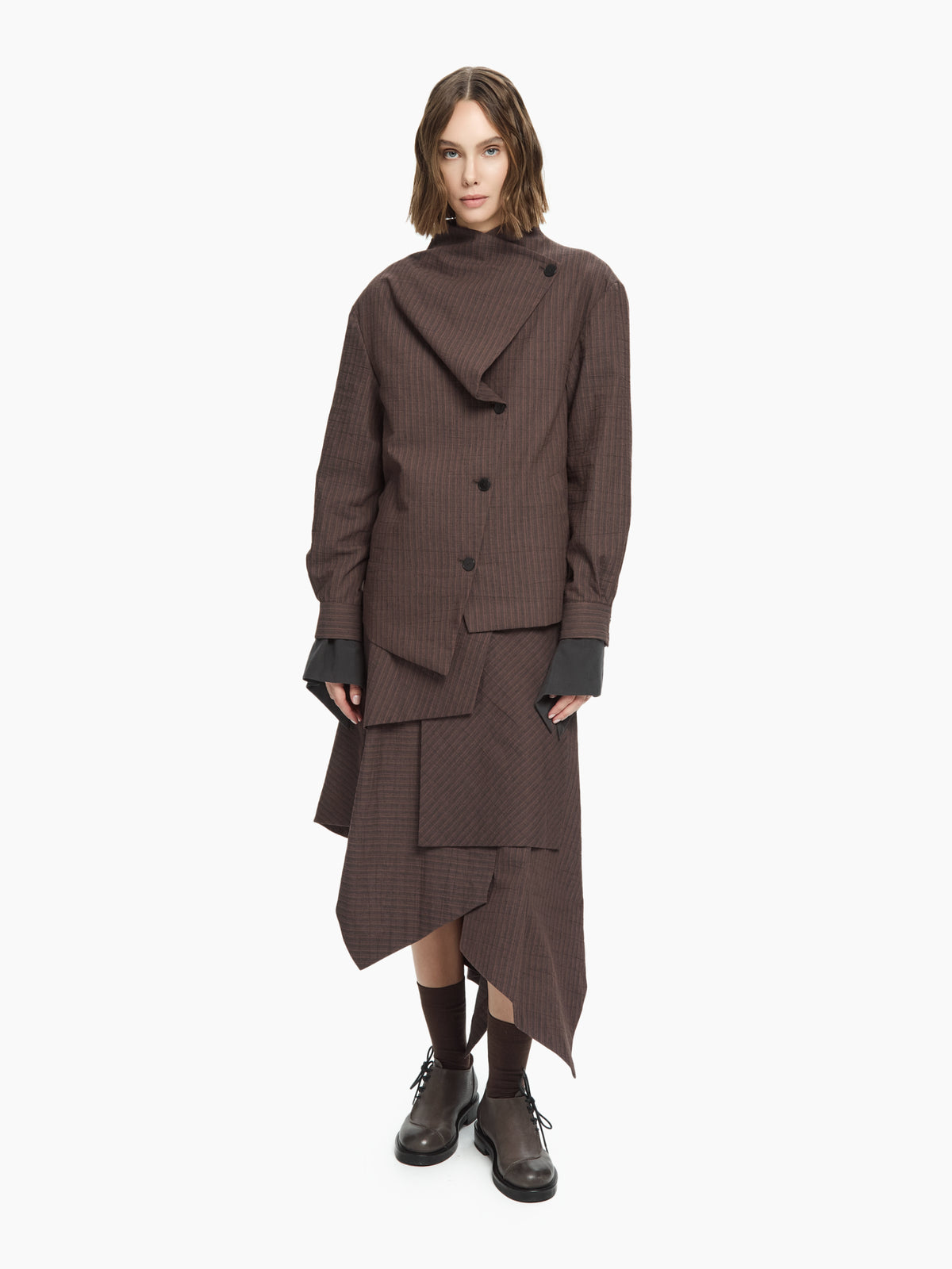 IXOS Giacca sartoriale asimmetrica MARRONE