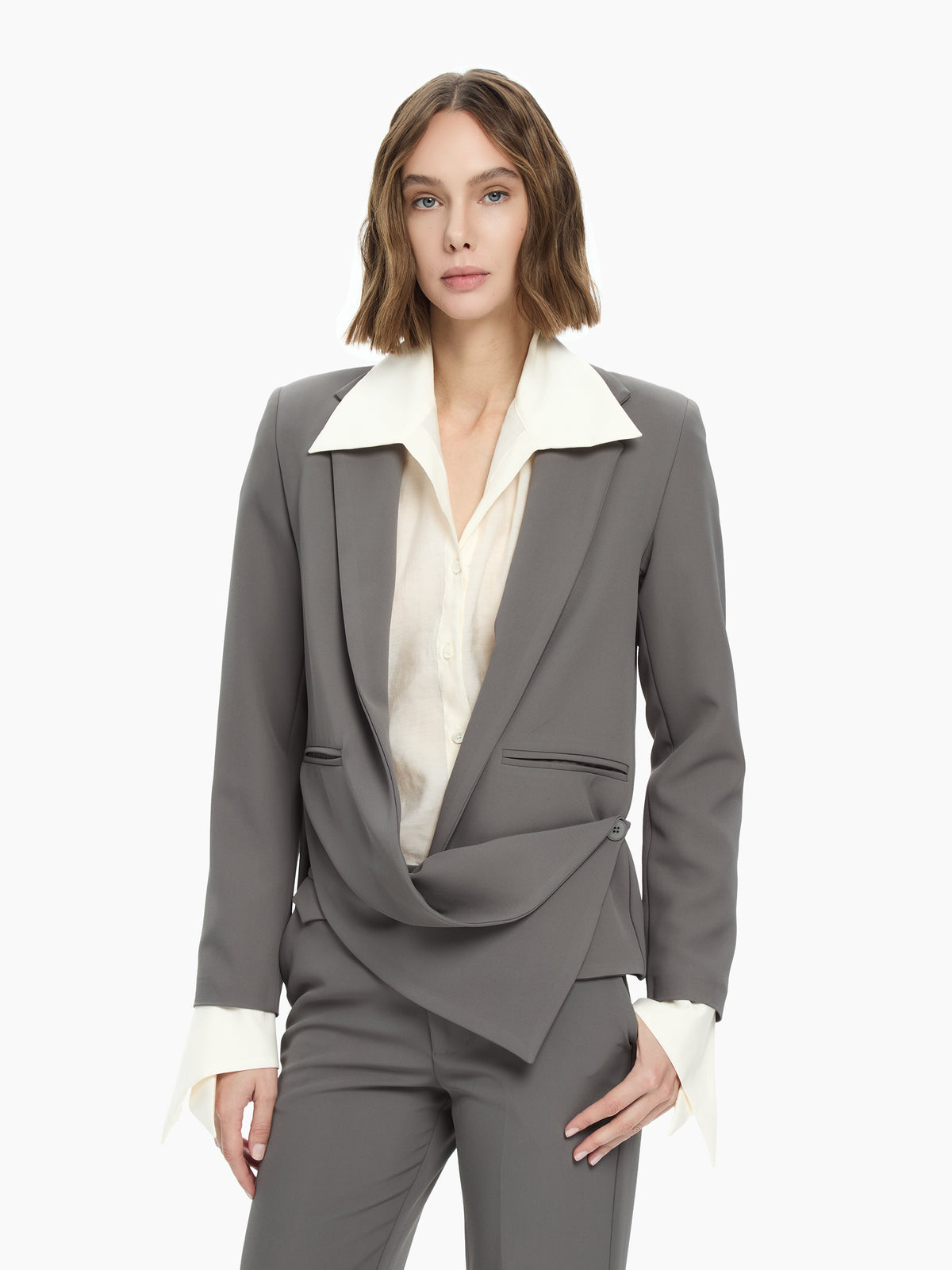 IXOS Blazer con drappeggio asimmetrico GRIGIO