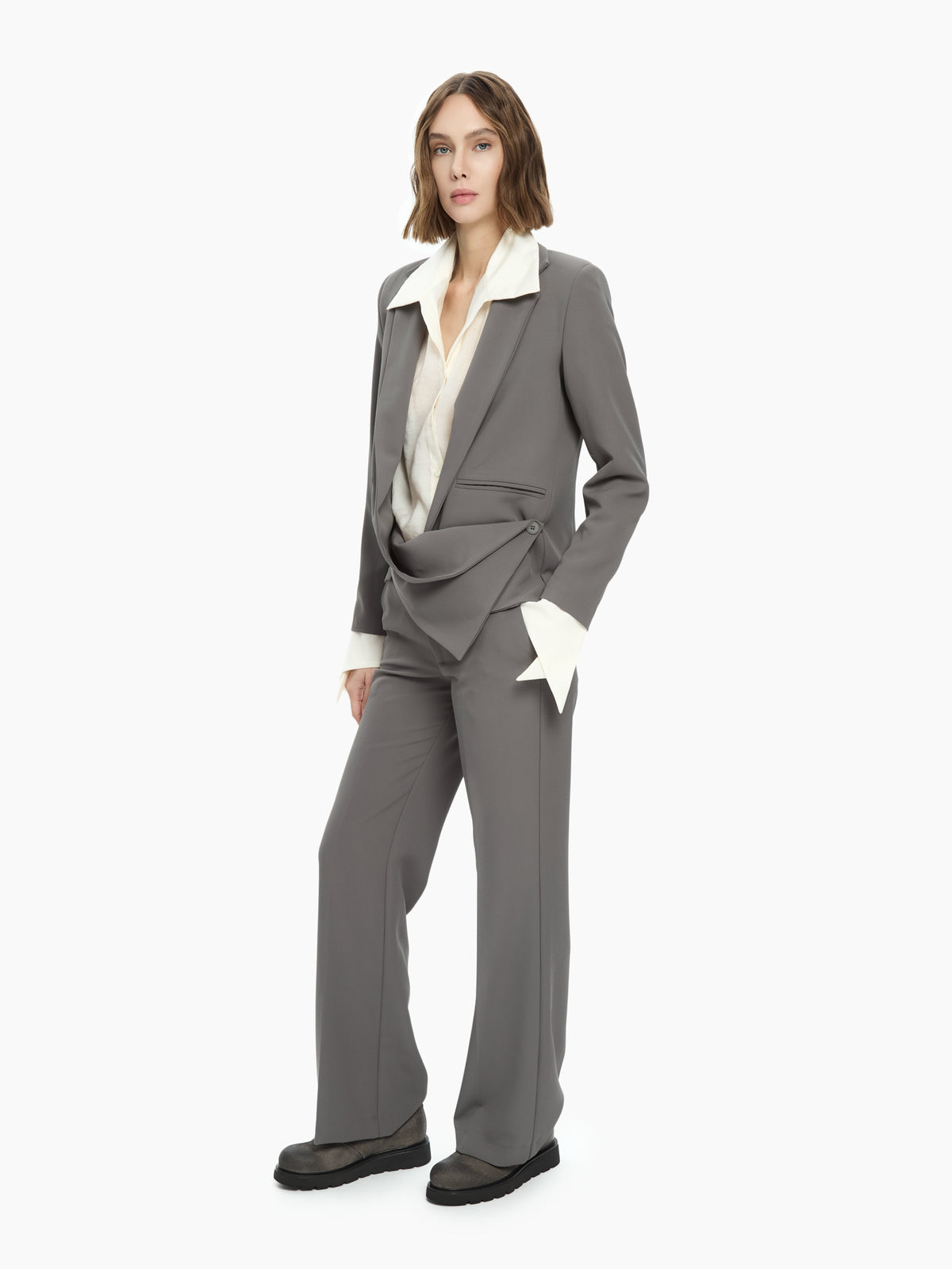 IXOS Blazer con drappeggio asimmetrico GRIGIO
