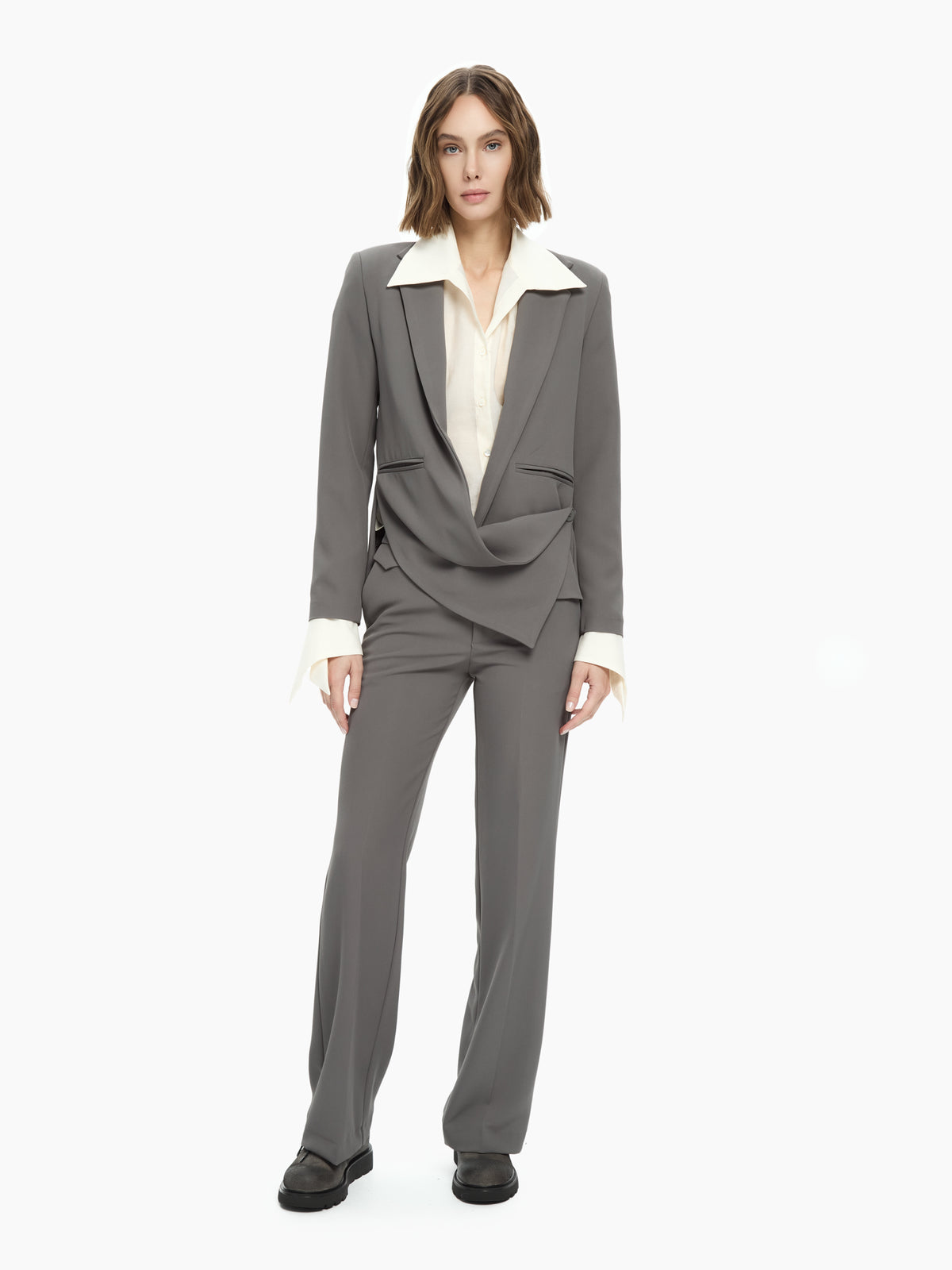 IXOS Blazer con drappeggio asimmetrico GRIGIO
