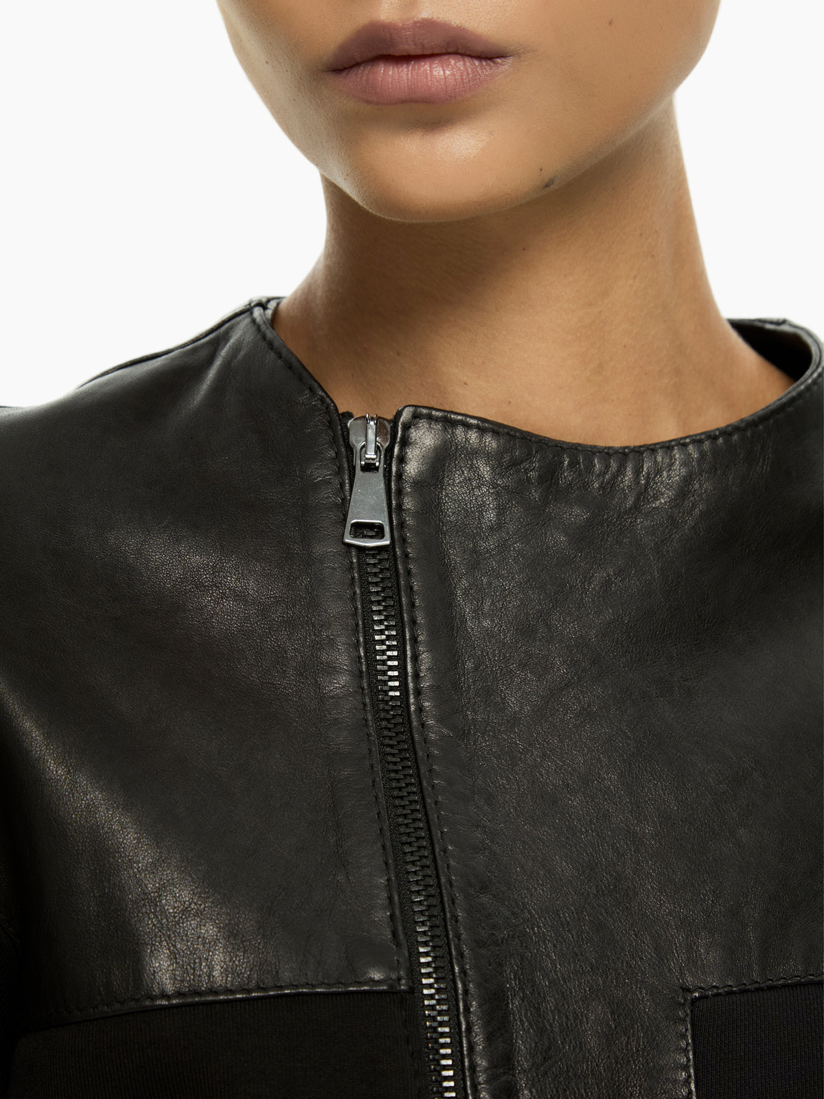 IXOS Giacca in pelle con inserti in tessuto NERO