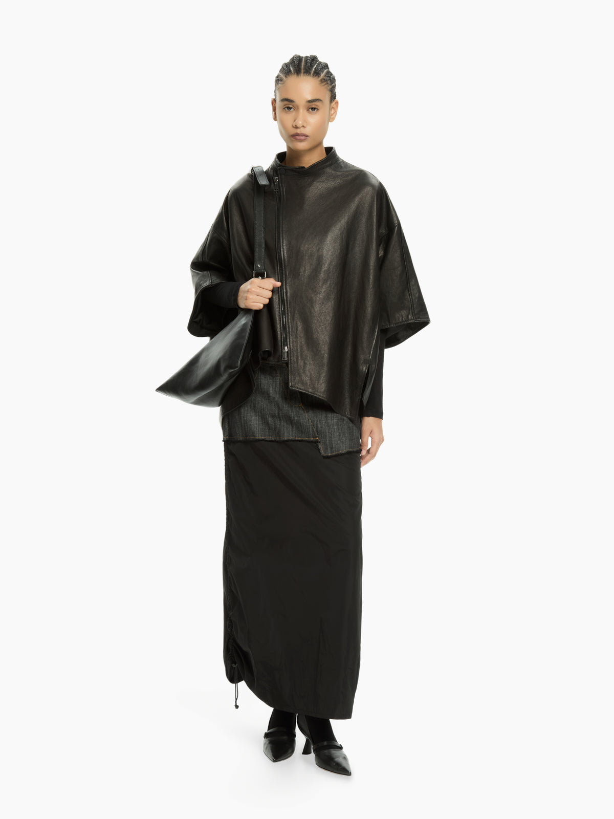 IXOS Cappa in pelle con collo alto NERO