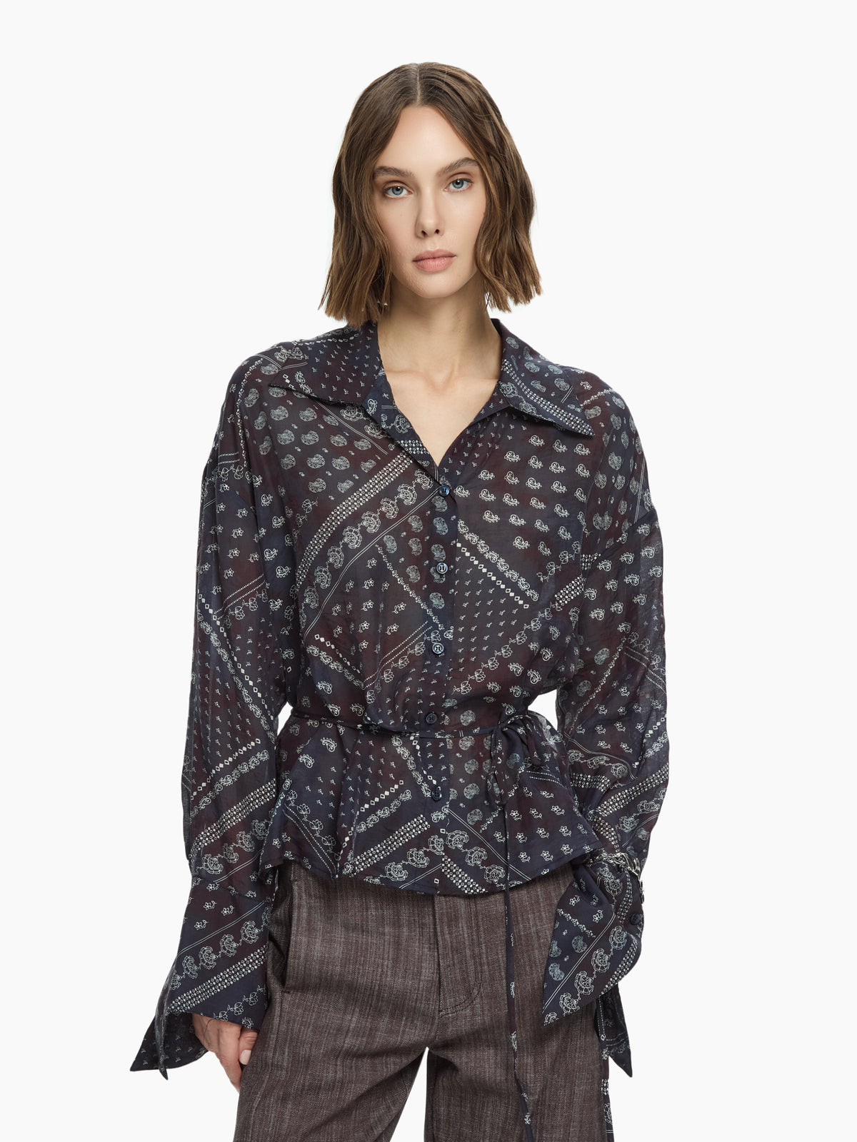 IXOS Camicia stampa foulard BLU