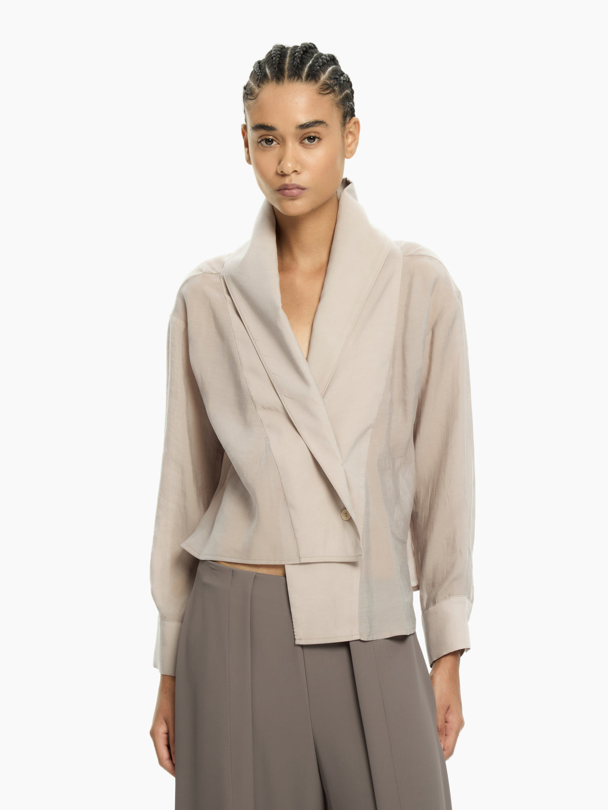 IXOS Camicia cropped con collo a rever VIOLA