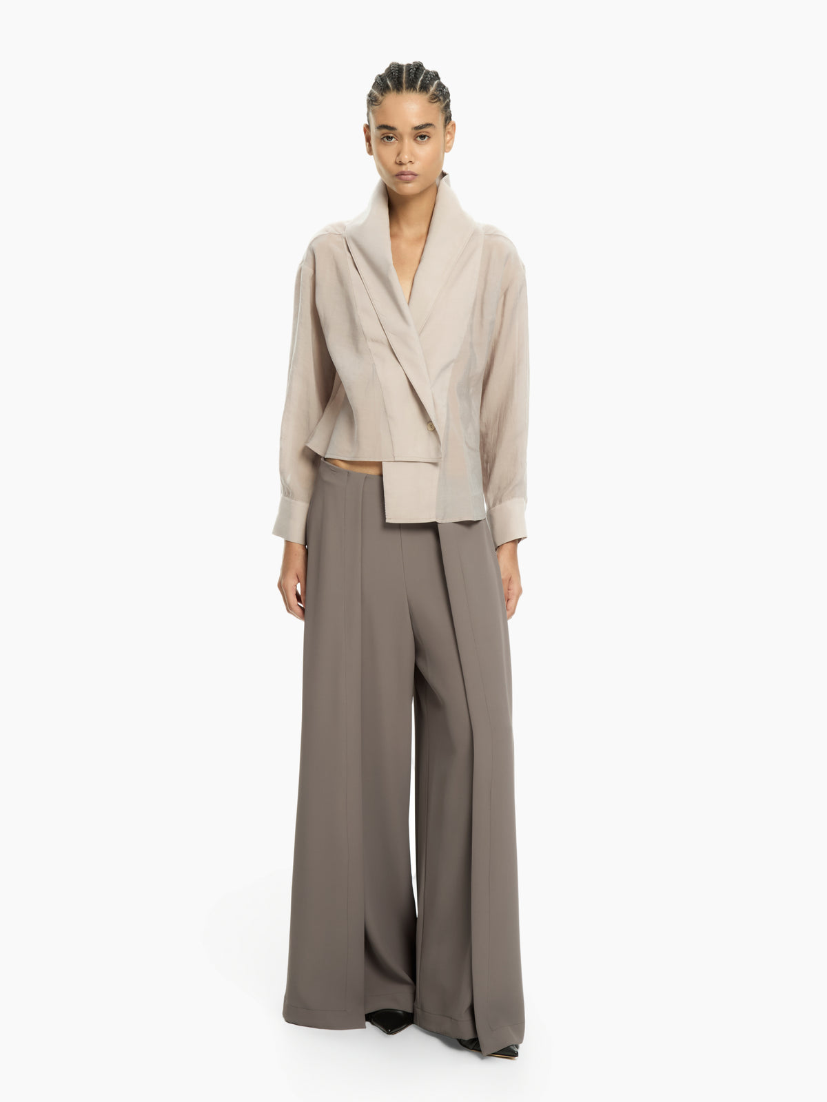 IXOS Camicia cropped con collo a rever VIOLA