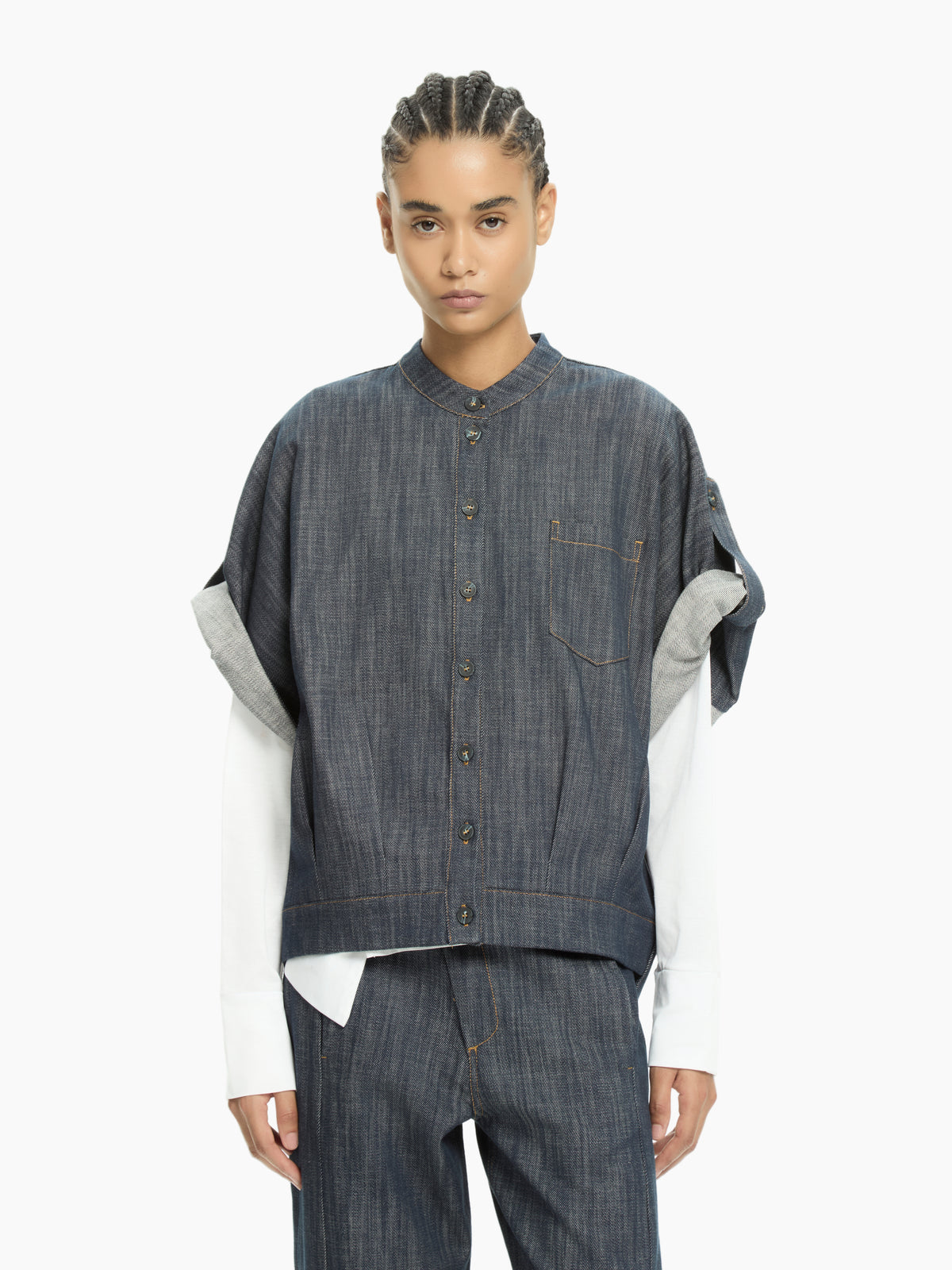 IXOS Camicia in denim con maniche regolabili BLU