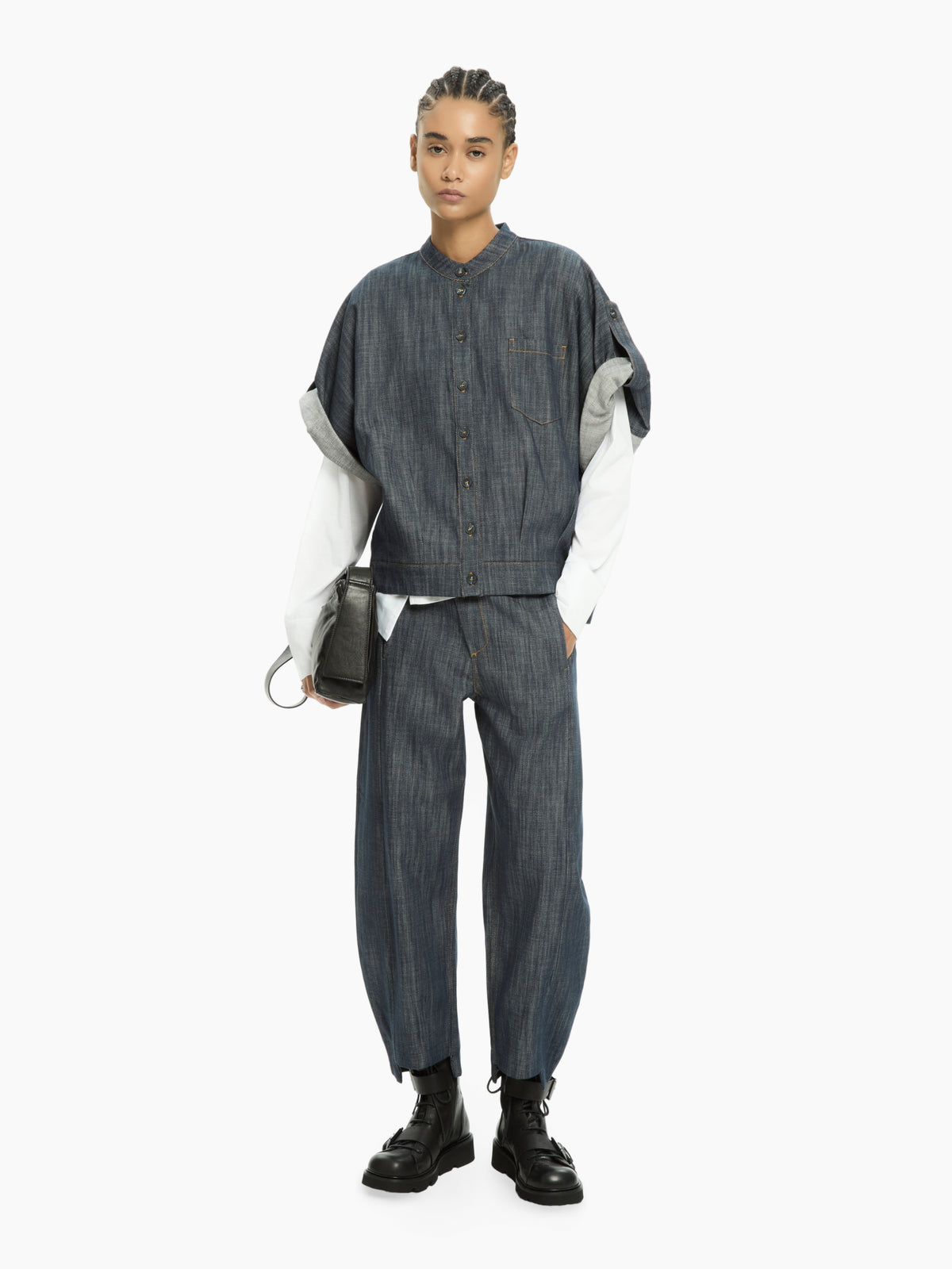 IXOS Camicia in denim con maniche regolabili BLU