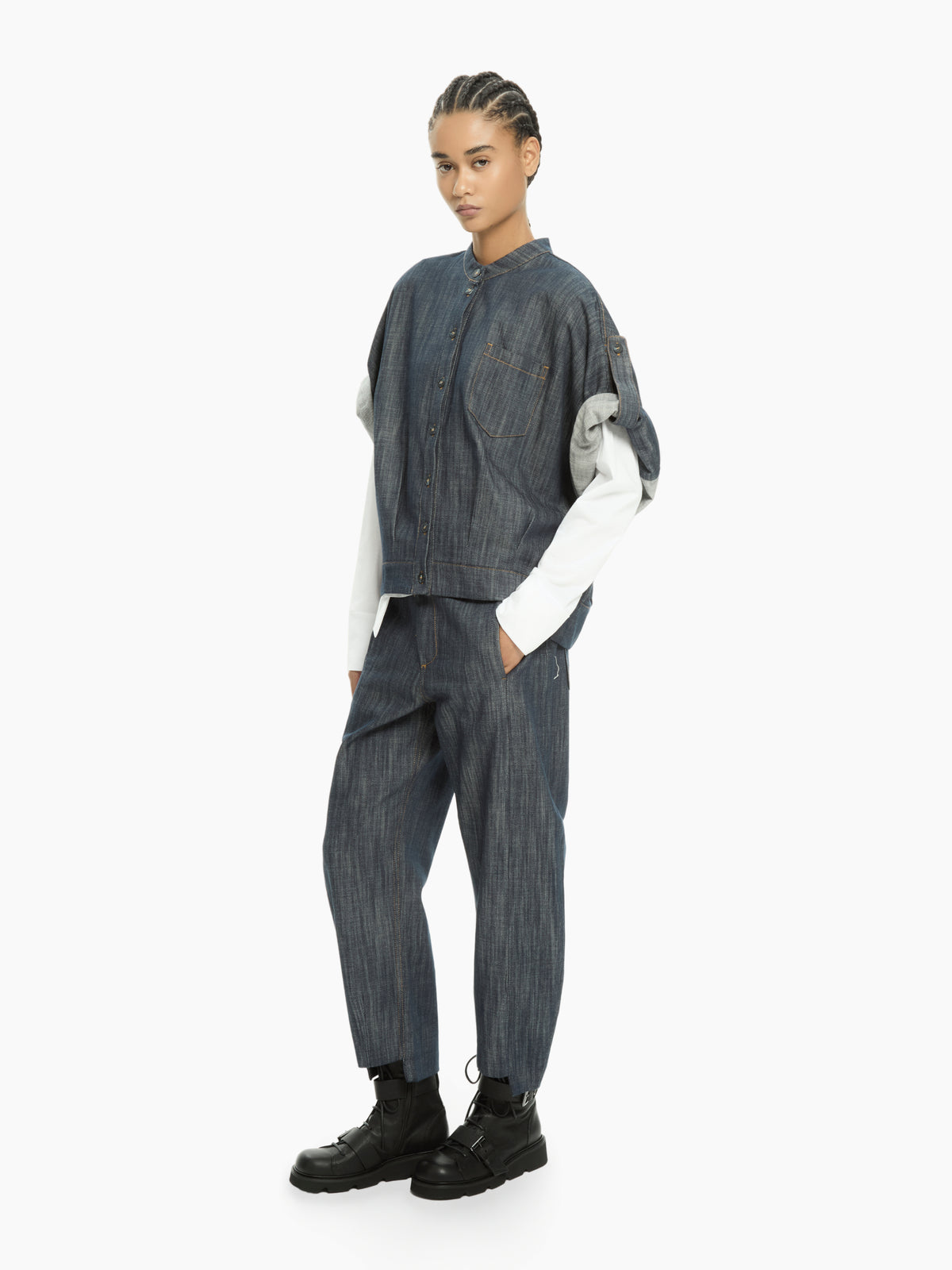 IXOS Camicia in denim con maniche regolabili BLU