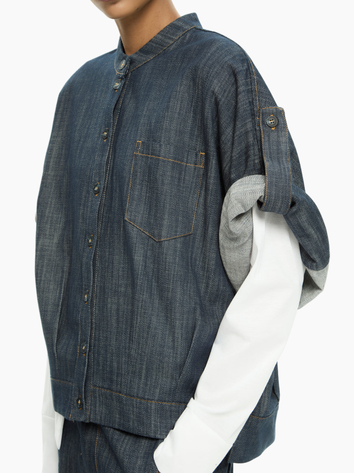 IXOS Camicia in denim con maniche regolabili BLU