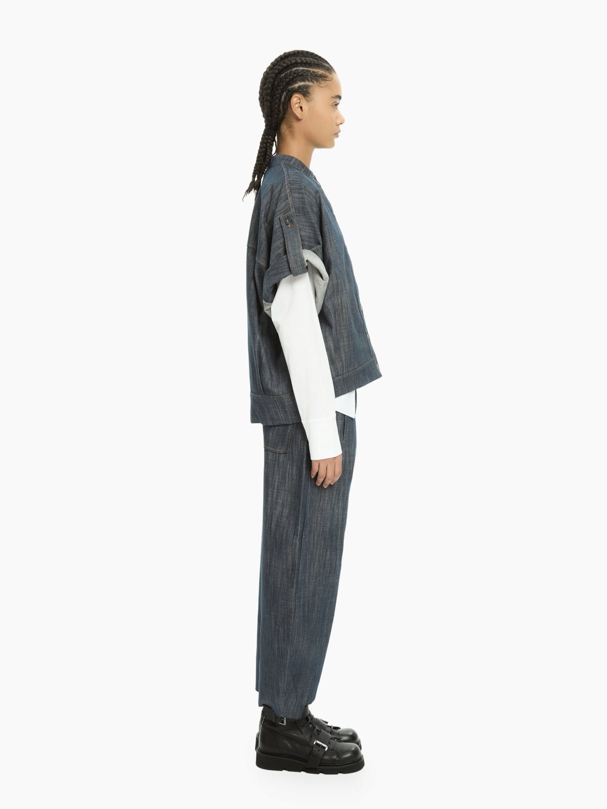 IXOS Camicia in denim con maniche regolabili BLU
