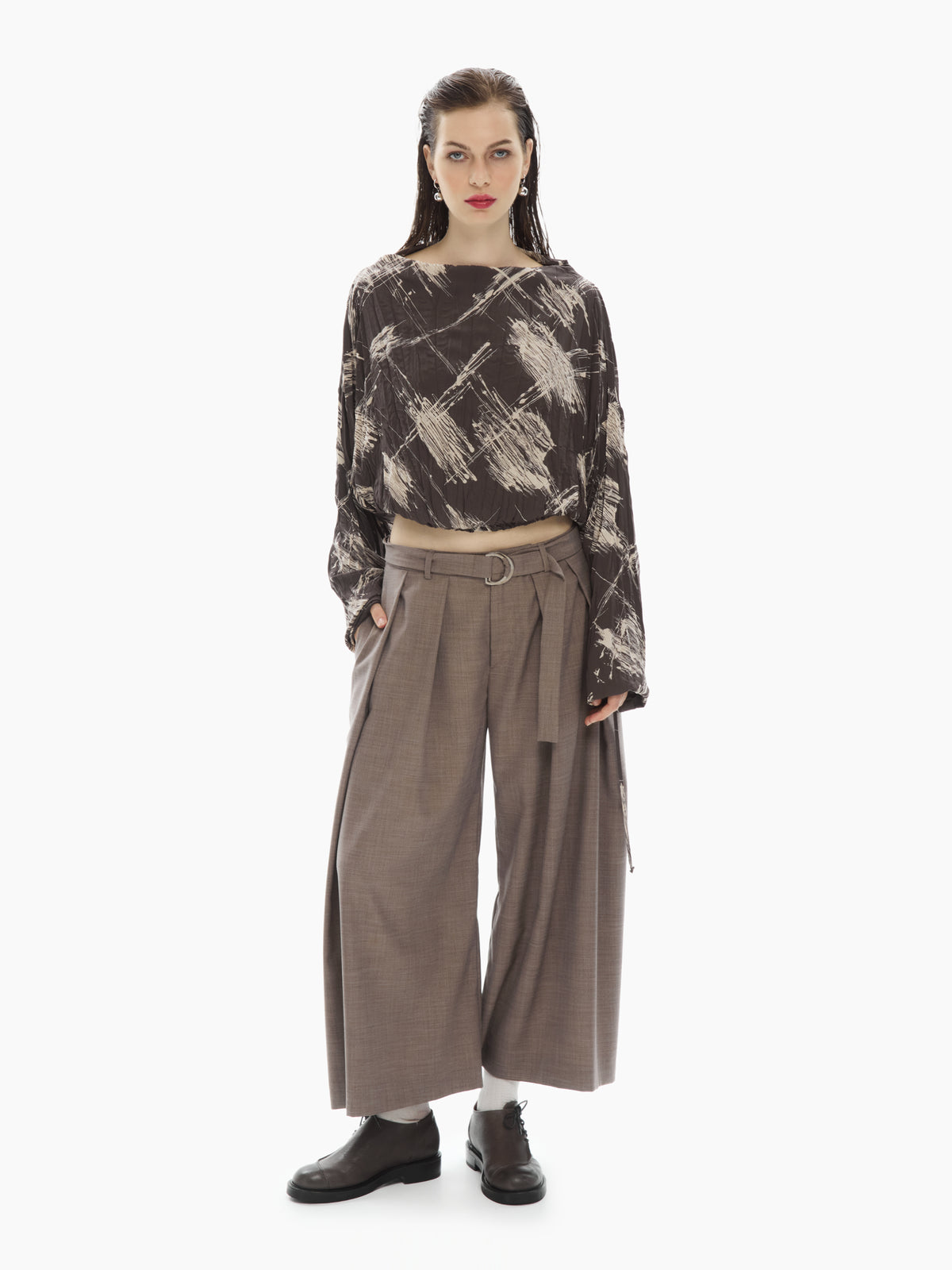 IXOS Camicia cropped con stampa grafica GRIGIO
