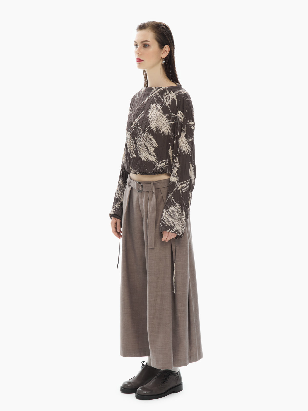 IXOS Camicia cropped con stampa grafica GRIGIO