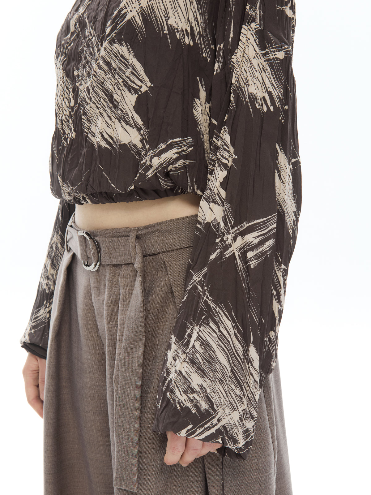 IXOS Camicia cropped con stampa grafica GRIGIO