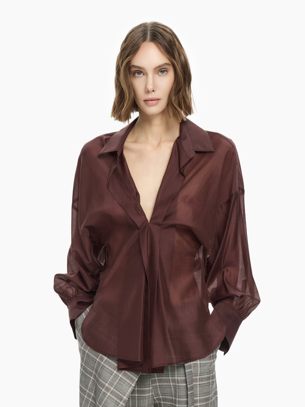 IXOS Camicia con drappeggio frontale VIOLA