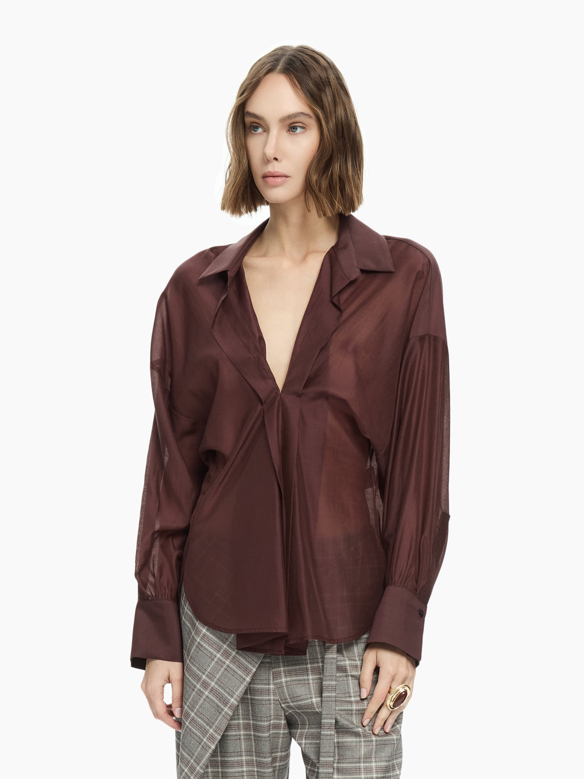 IXOS Camicia con drappeggio frontale VIOLA