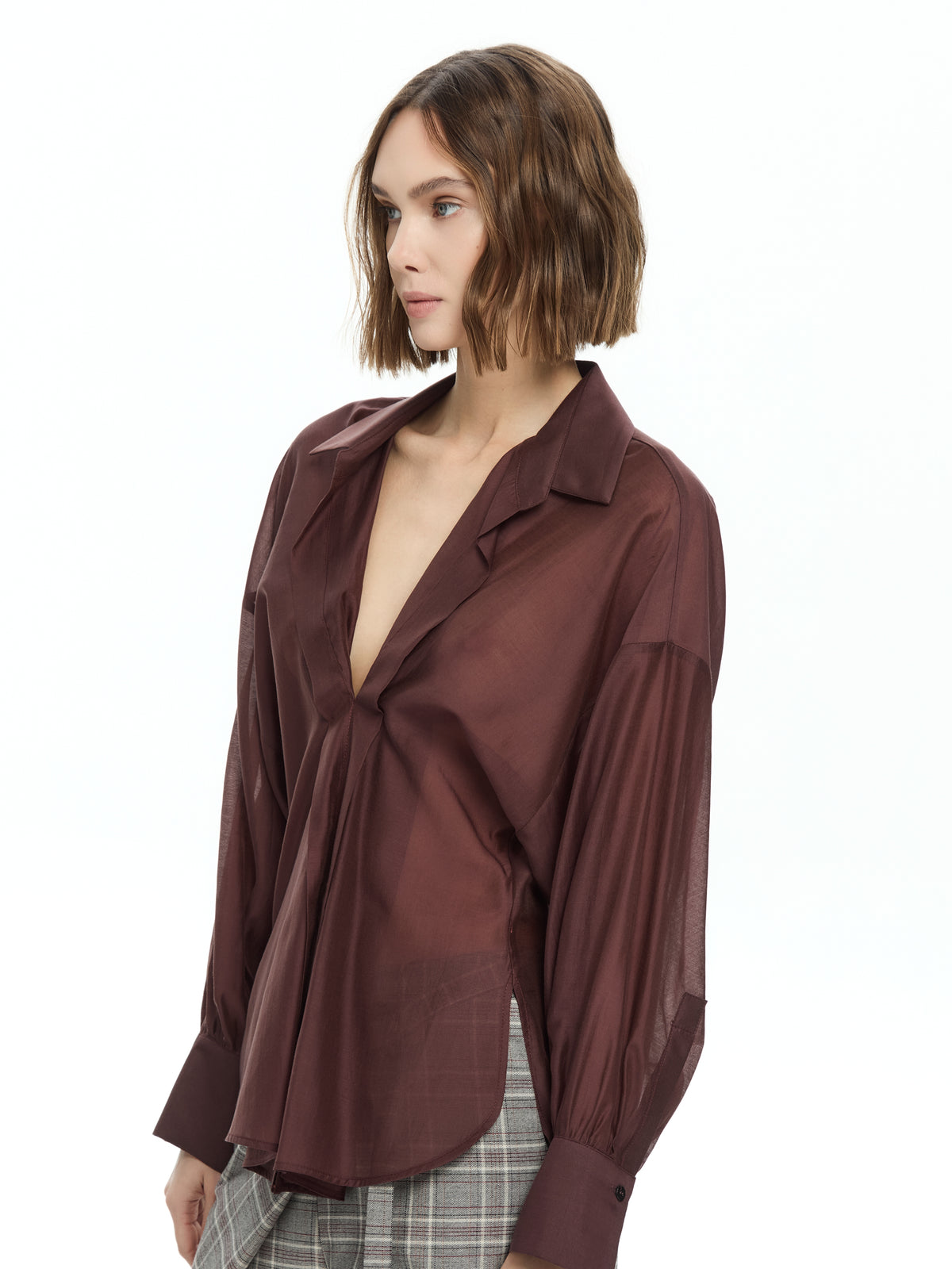 IXOS Camicia con drappeggio frontale VIOLA