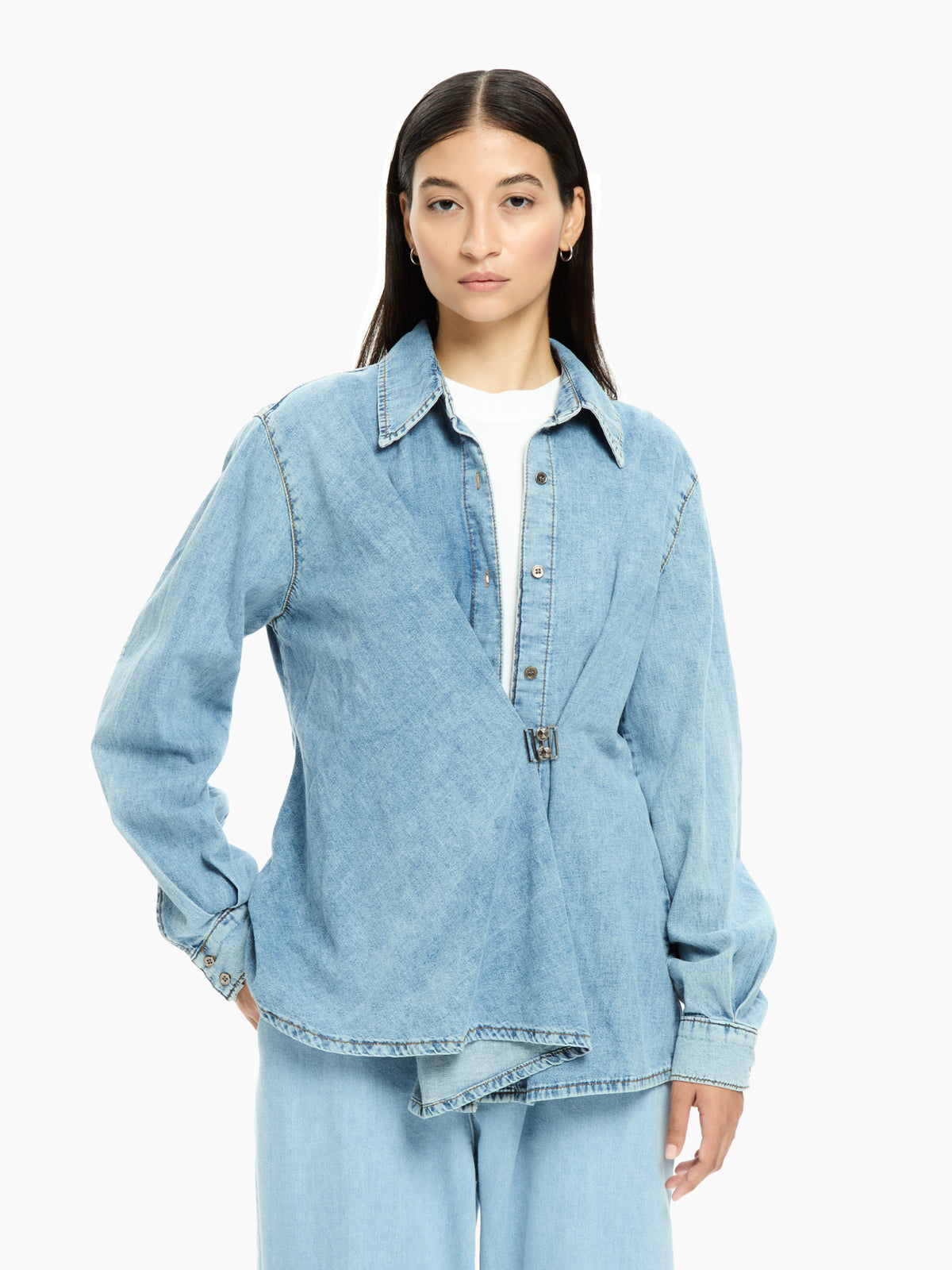 IXOS Camicia incrociata con fibbia CELESTE