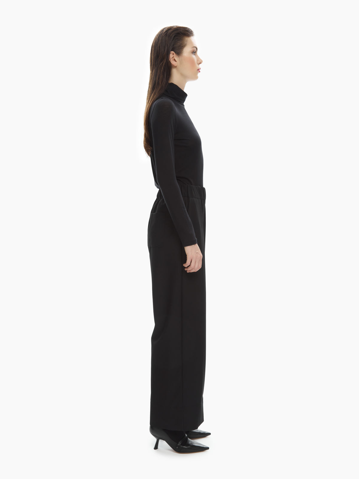 IXOS Pantaloni palazzo con vita elasticizzata NERO