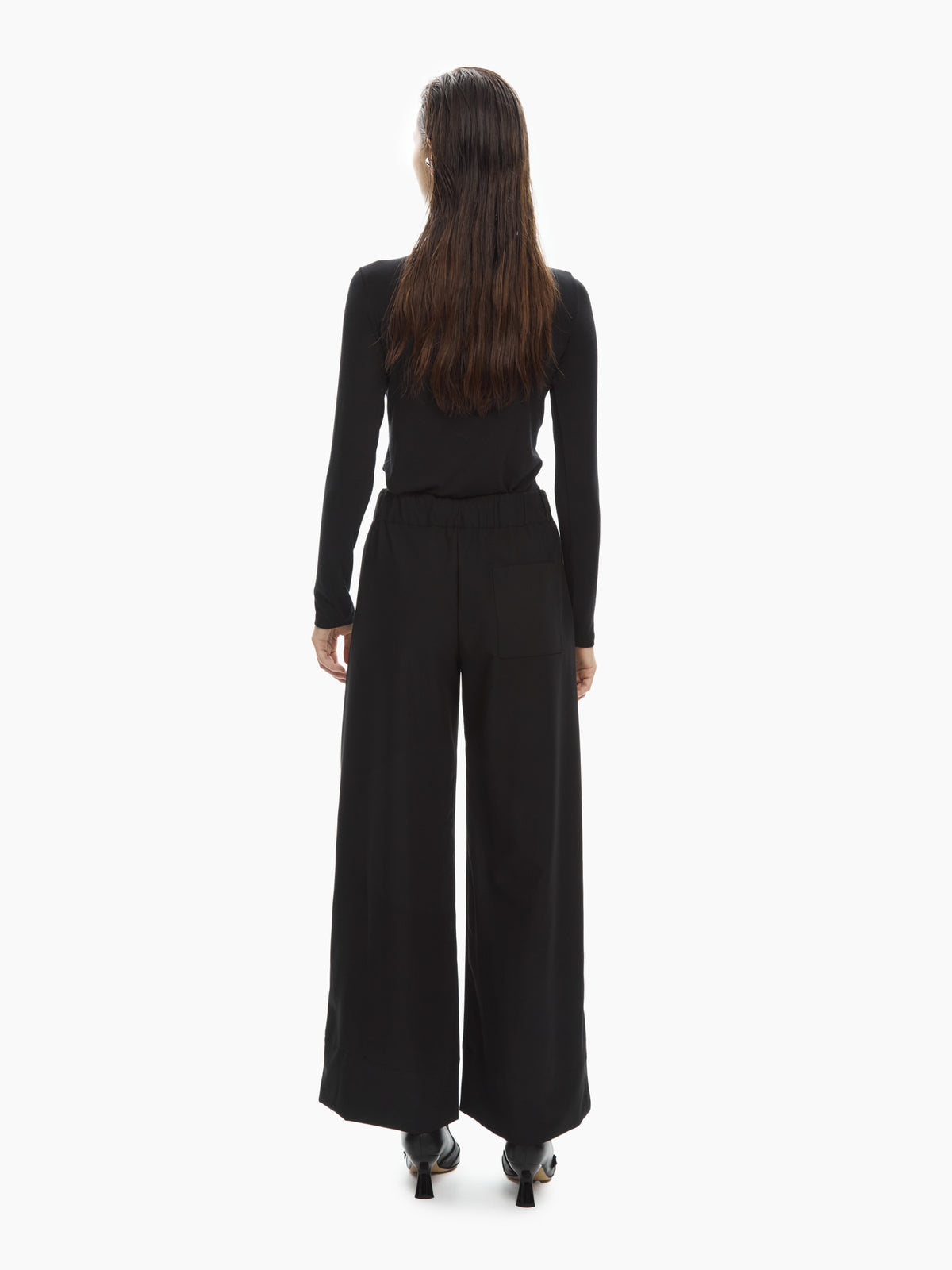 IXOS Pantaloni palazzo con vita elasticizzata NERO