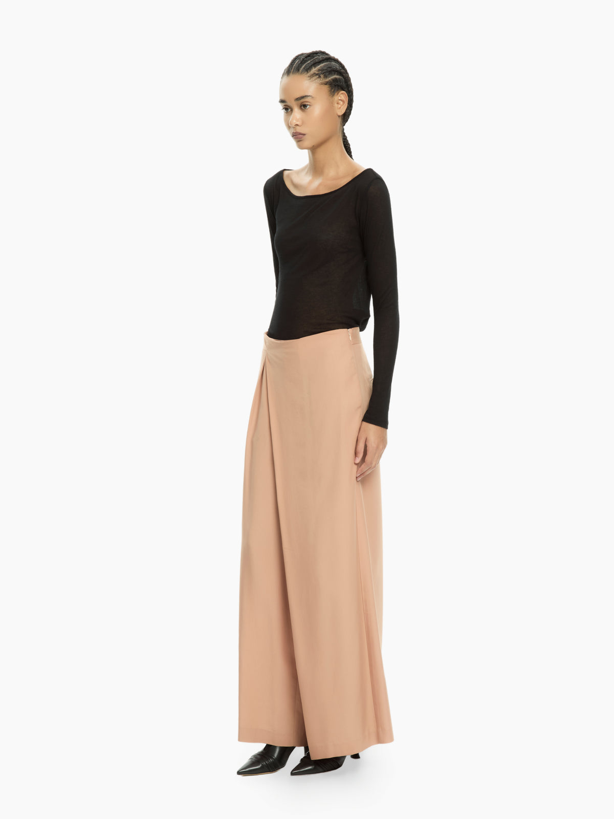IXOS Pantaloni palazzo con piega sovrapposta FANGO