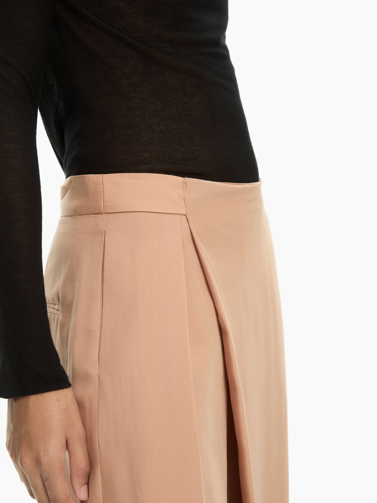 IXOS Pantaloni palazzo con piega sovrapposta FANGO
