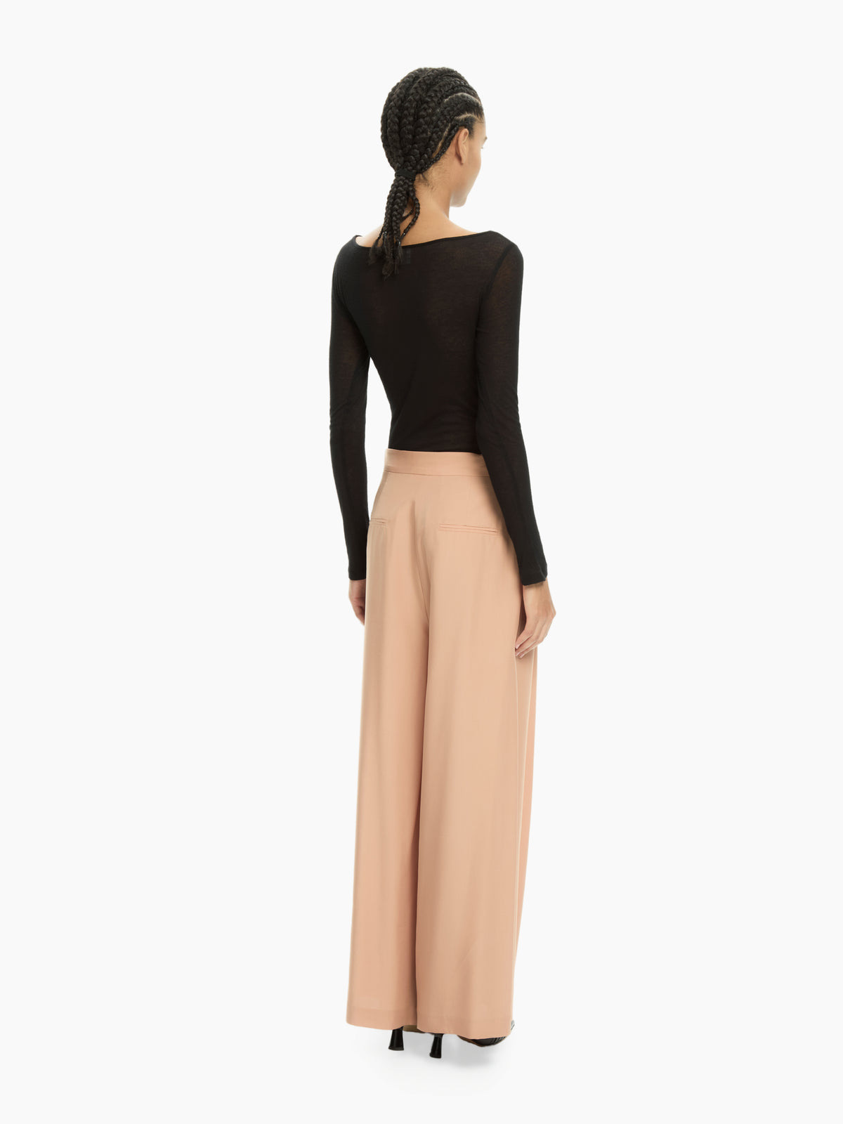 IXOS Pantaloni palazzo con piega sovrapposta FANGO