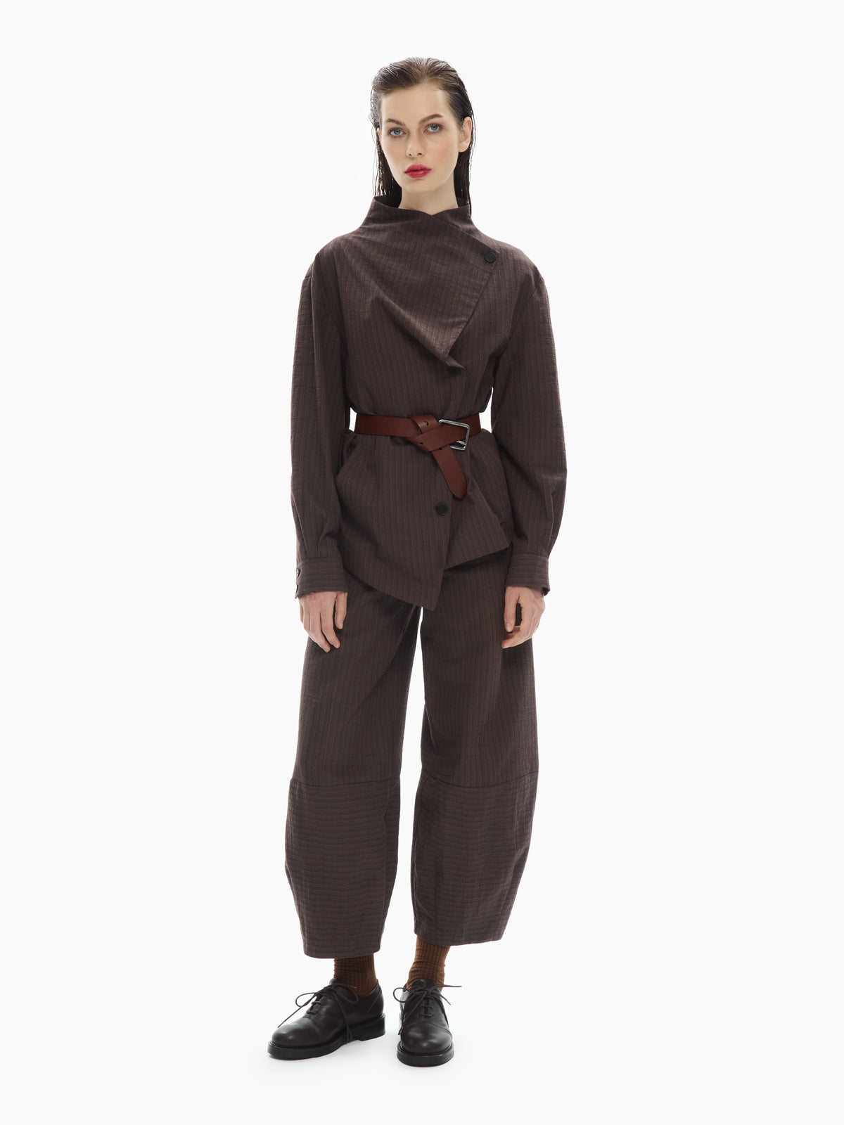 IXOS Pantaloni cropped a gamba ampia MARRONE