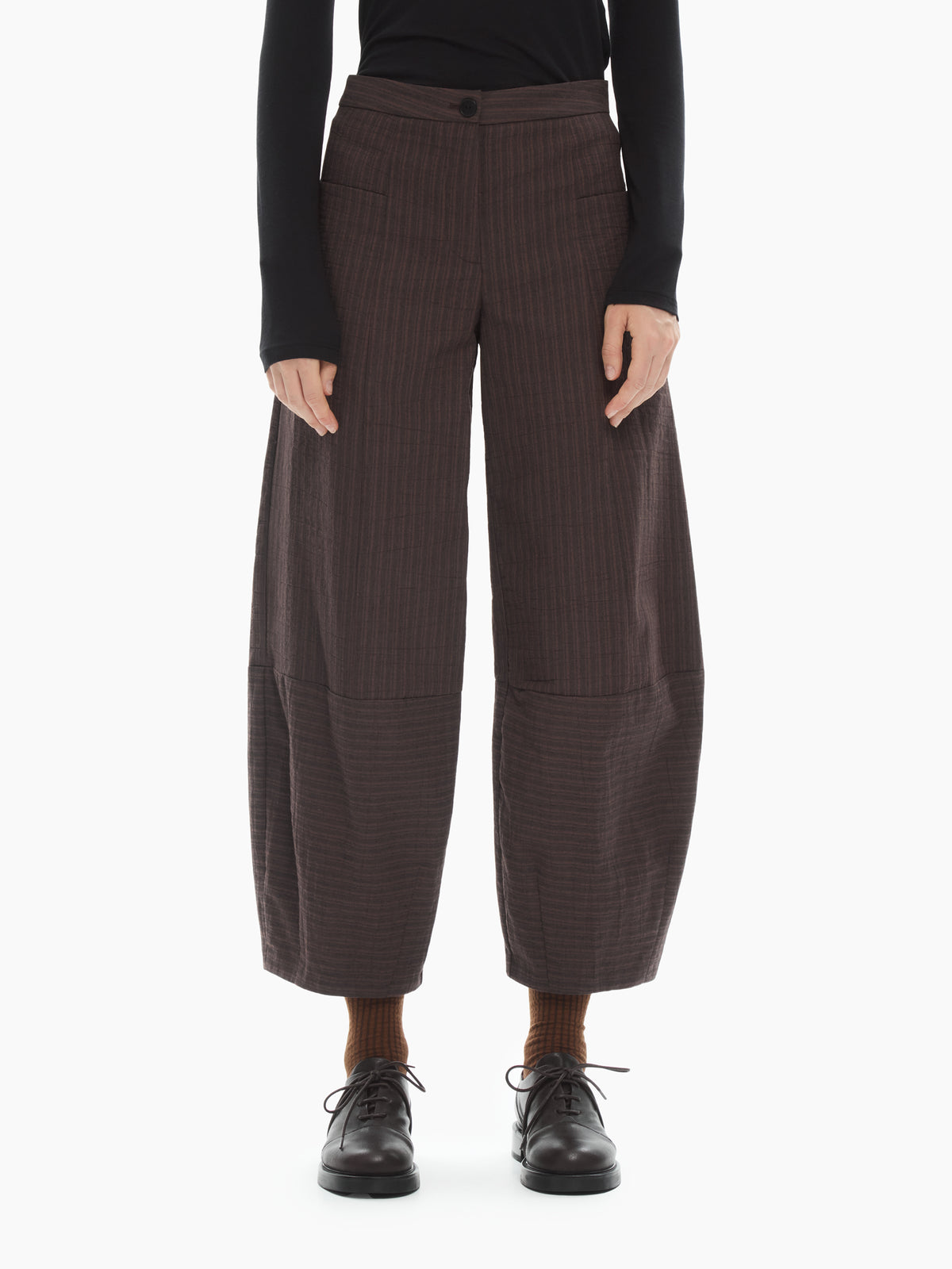 IXOS Pantaloni cropped a gamba ampia MARRONE