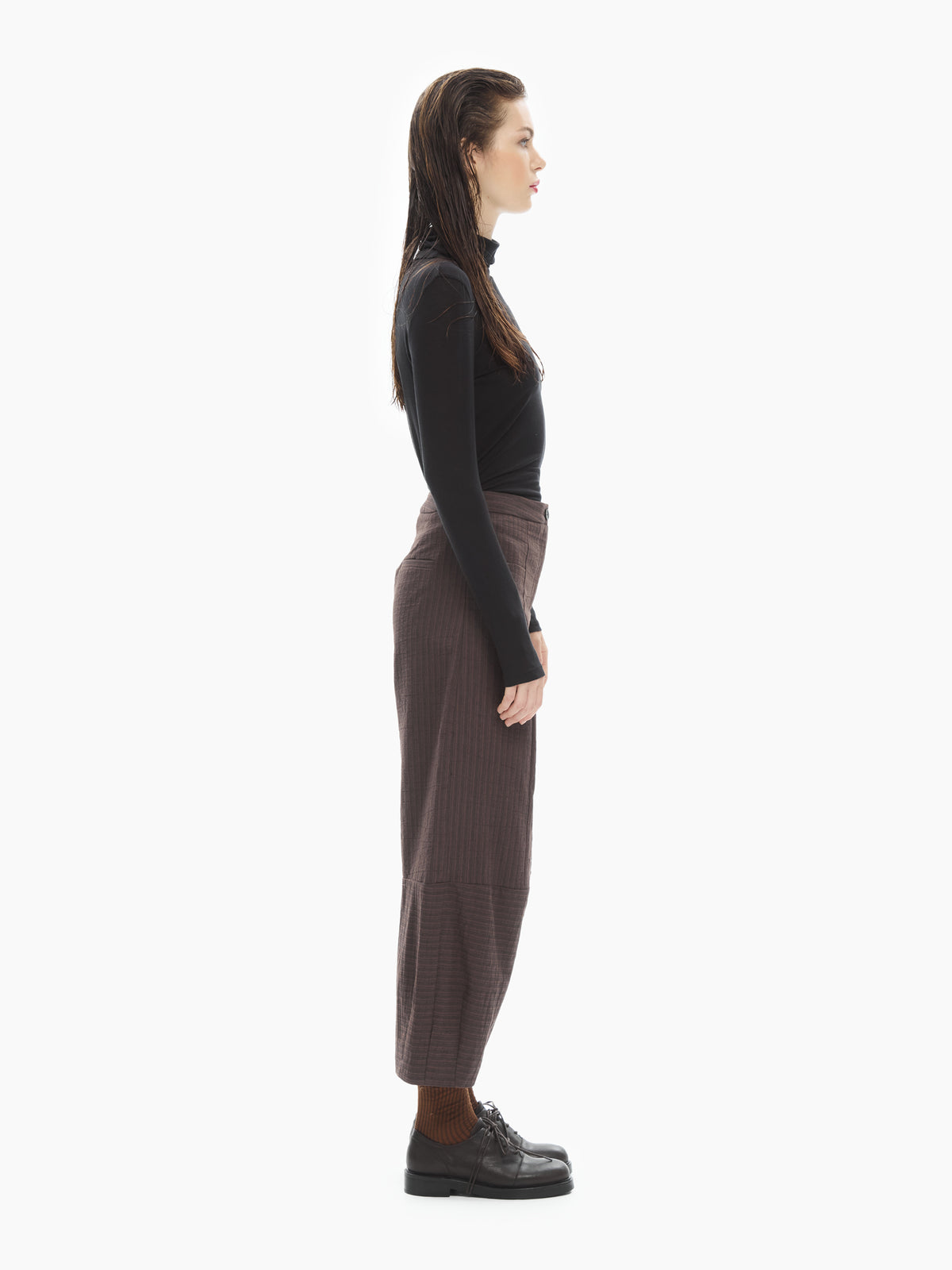 IXOS Pantaloni cropped a gamba ampia MARRONE