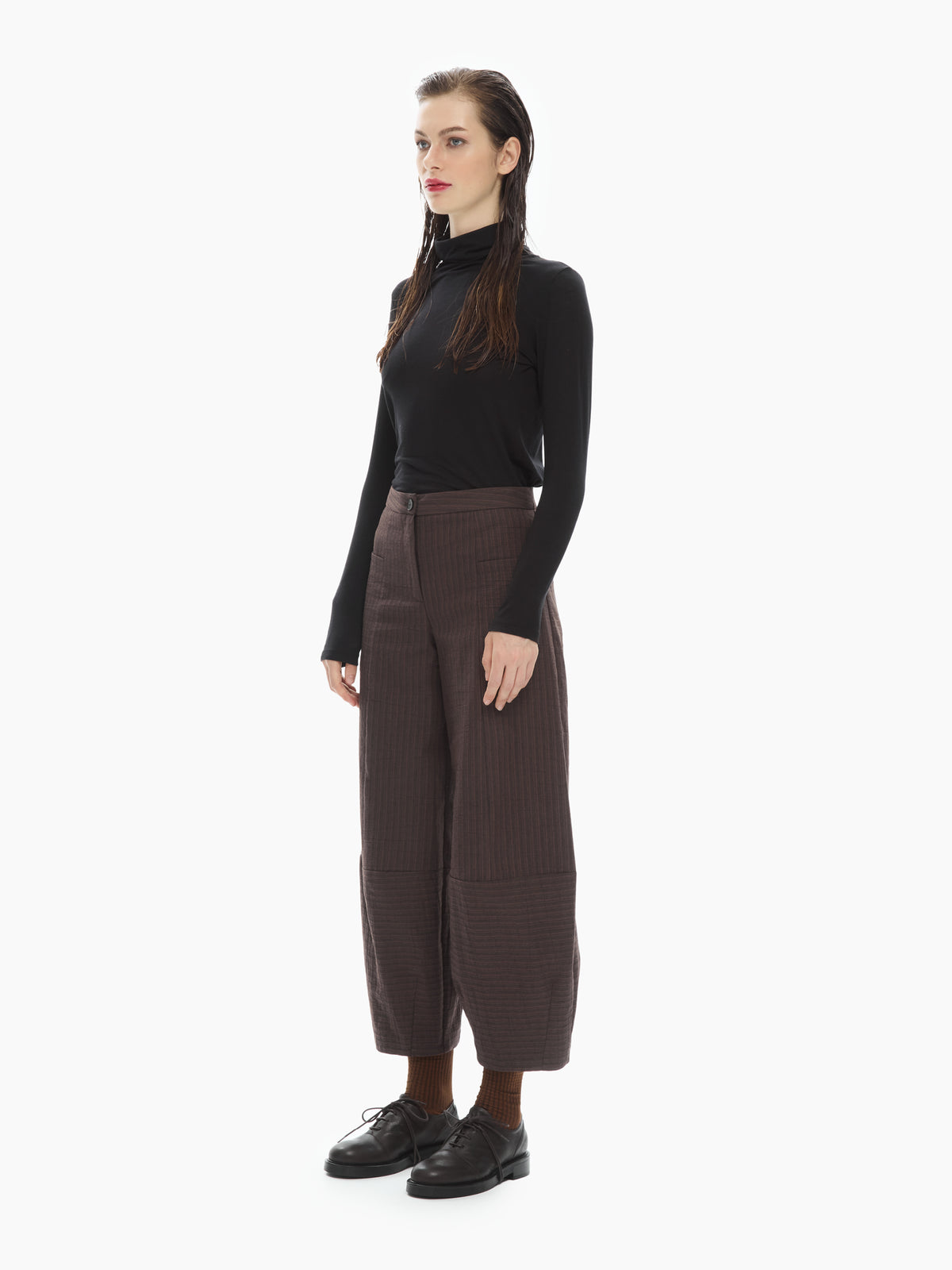 IXOS Pantaloni cropped a gamba ampia MARRONE