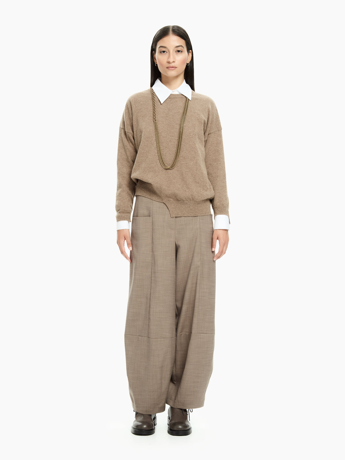IXOS Pantaloni ampi con maxi tasche MARRONE