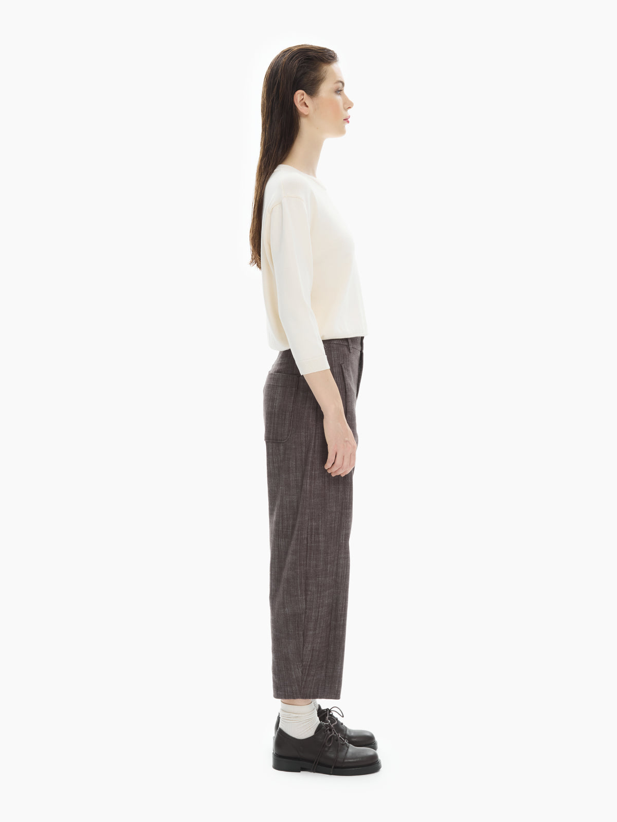 IXOS Pantaloni cropped dalla linea morbida MARRONE