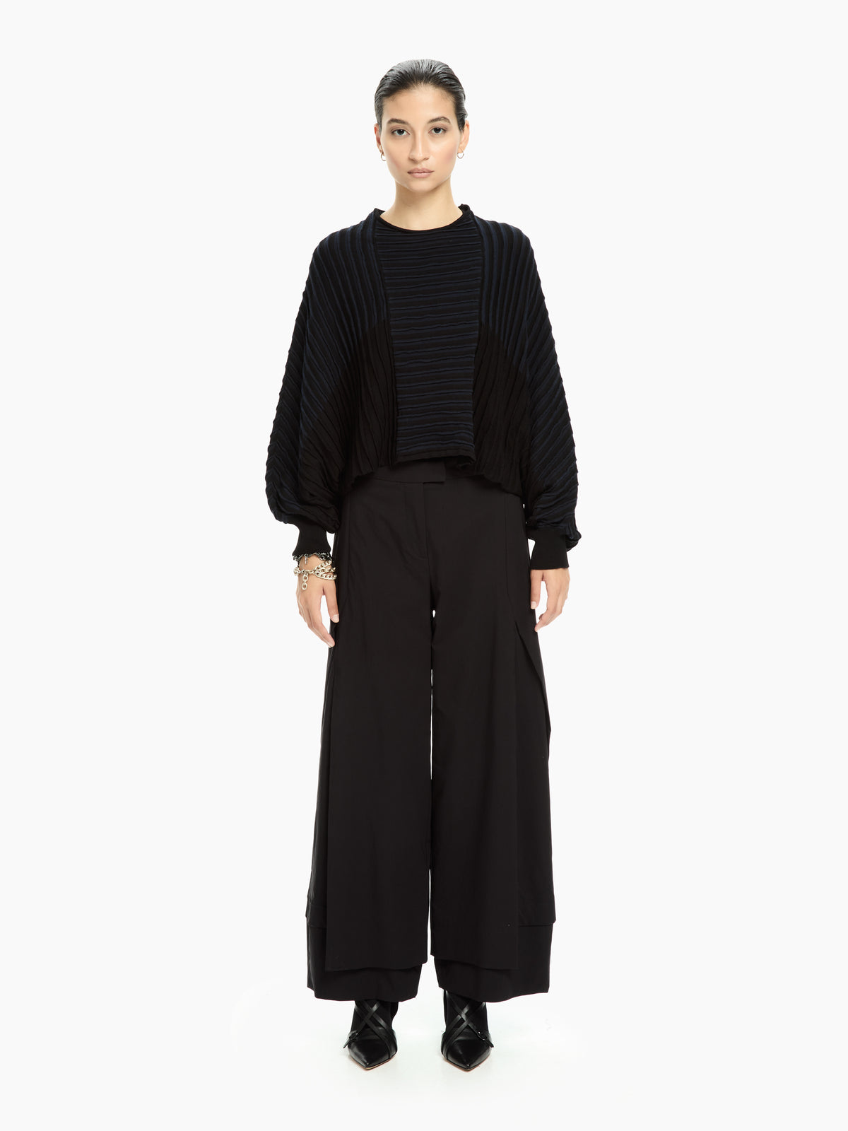 IXOS Pantaloni wide-leg con pannelli sovrapposti NERO