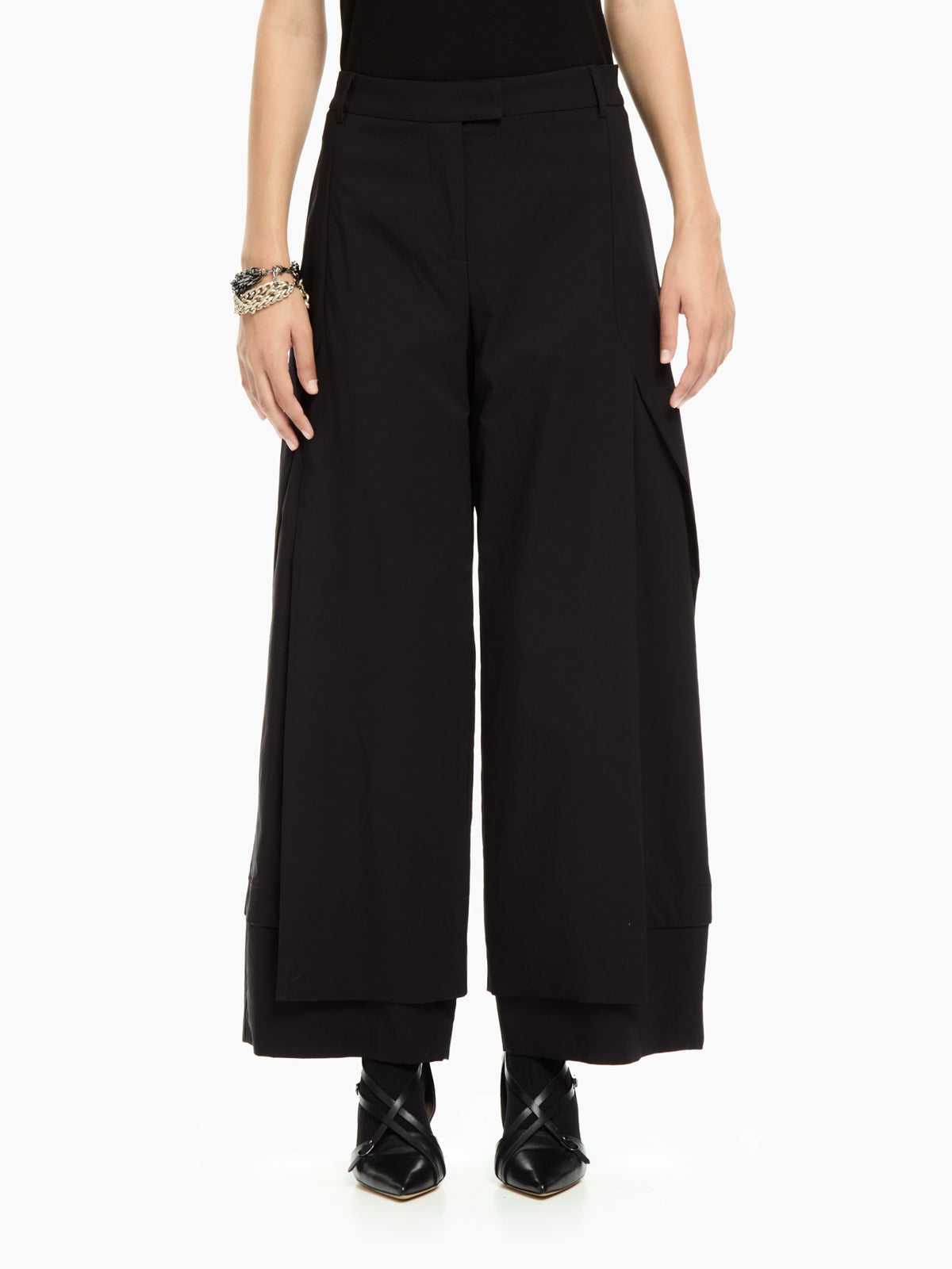IXOS Pantaloni wide-leg con pannelli sovrapposti NERO