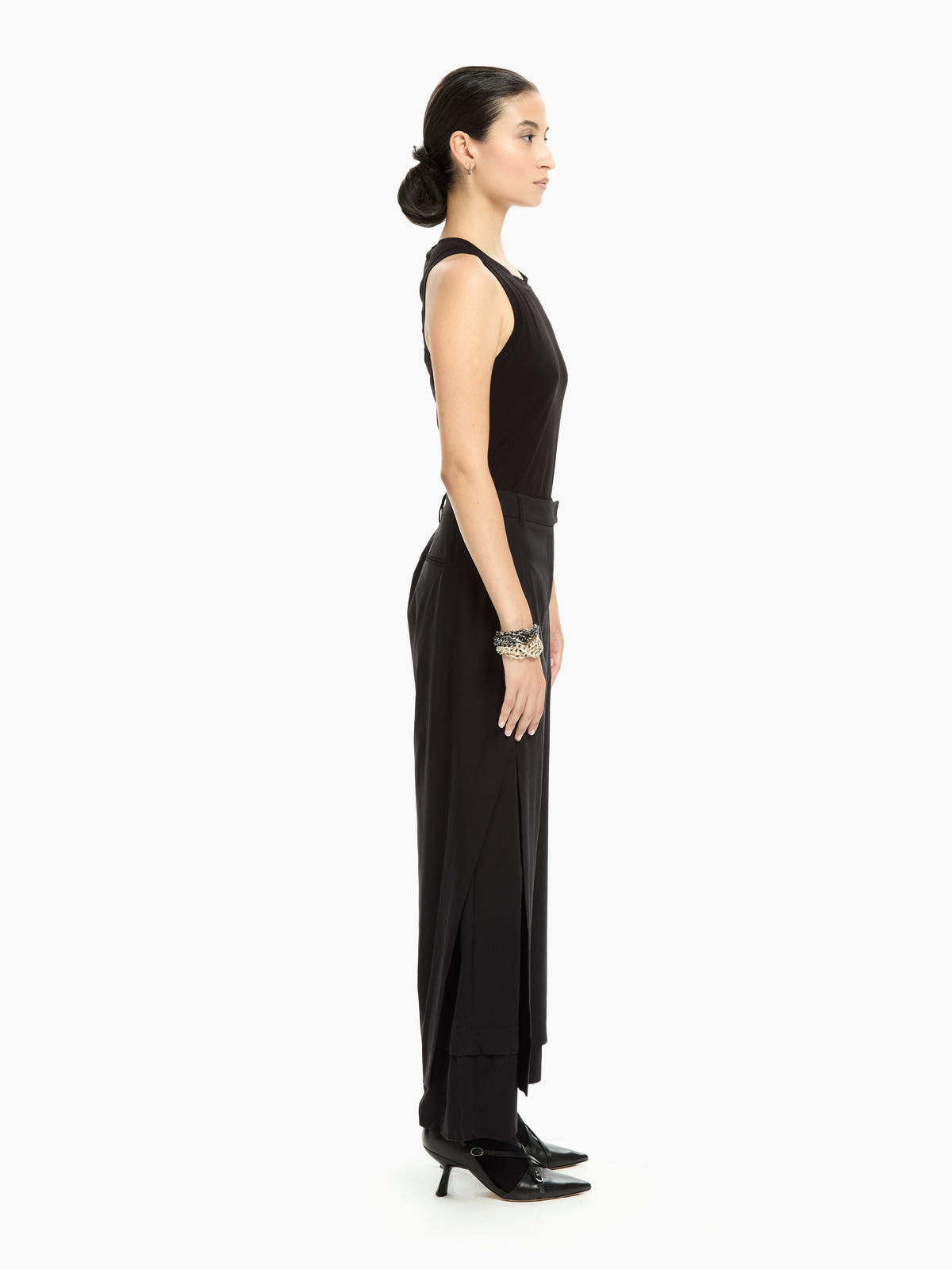 IXOS Pantaloni wide-leg con pannelli sovrapposti NERO