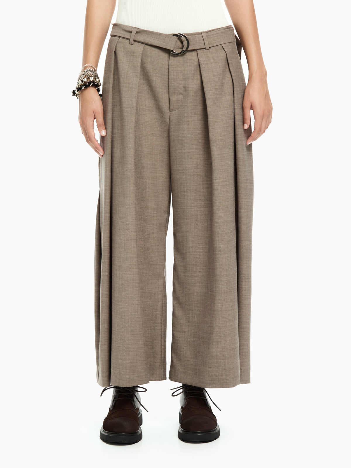 IXOS Pantaloni ampi con cintura integrata MARRONE