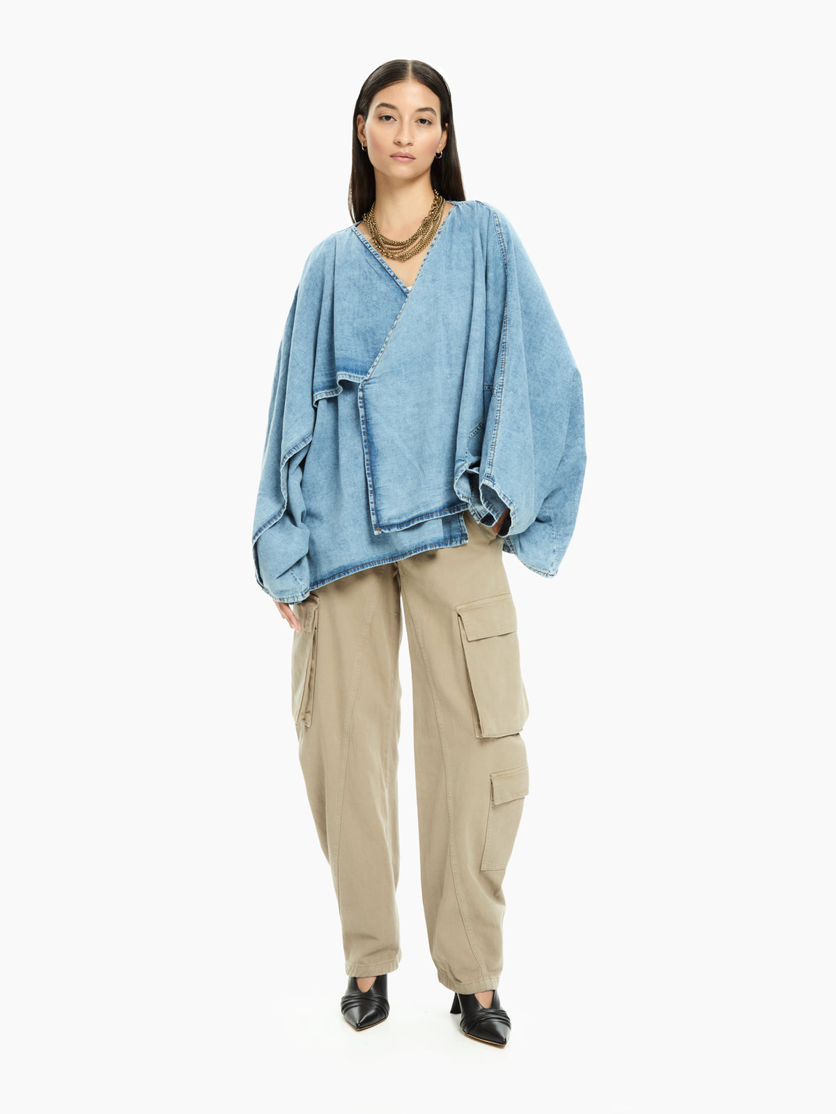 IXOS Pantaloni cargo dalla linea ampia MARRONE