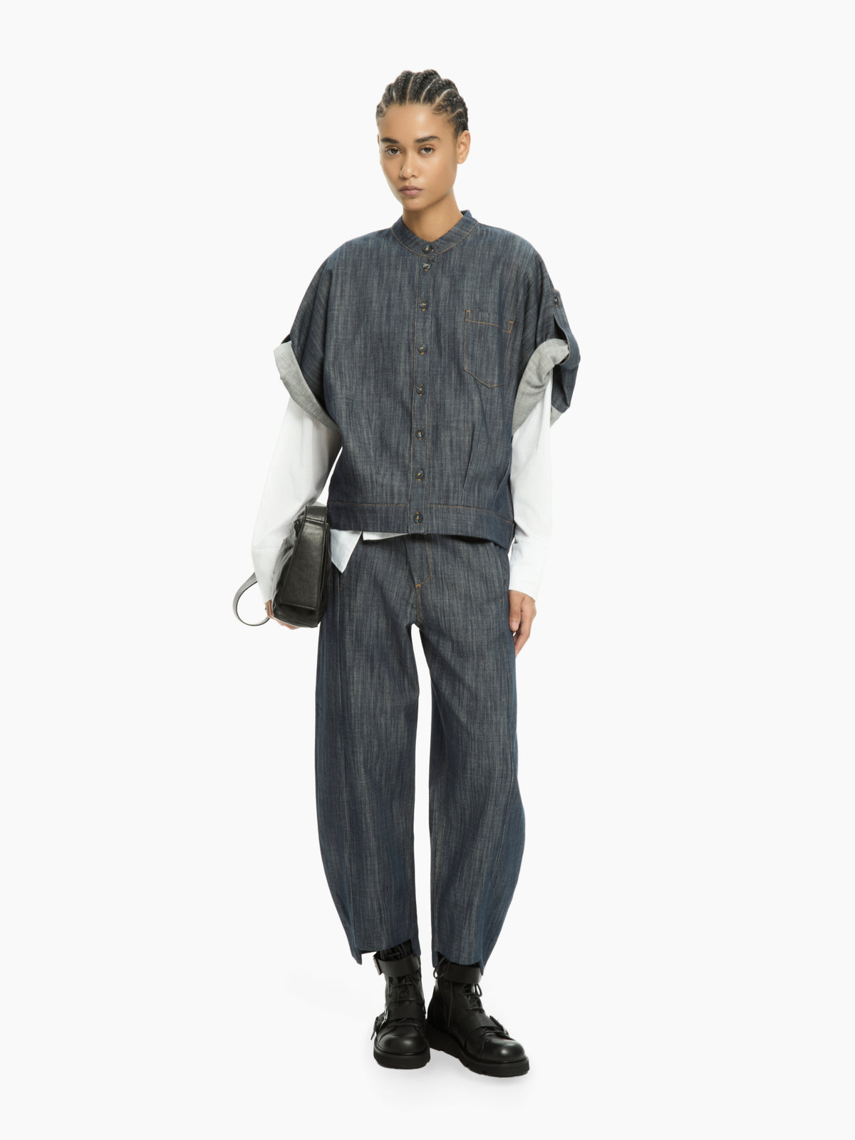 IXOS Pantaloni in denim con vita asimmetrica BLU