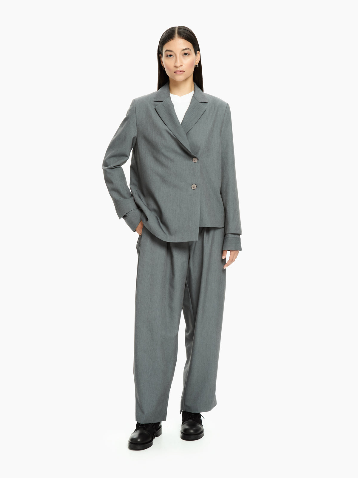 IXOS Pantaloni ampi con pinces e fondo regolabile GRIGIO