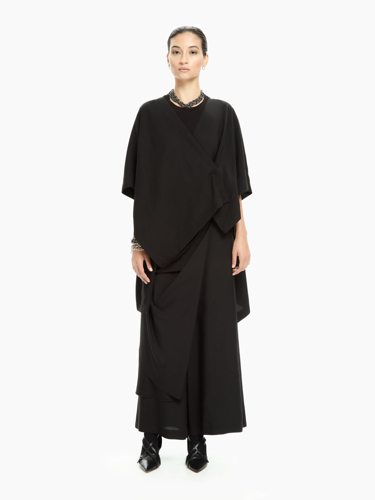 IXOS Pantaloni palazzo con pannello drappeggiato NERO