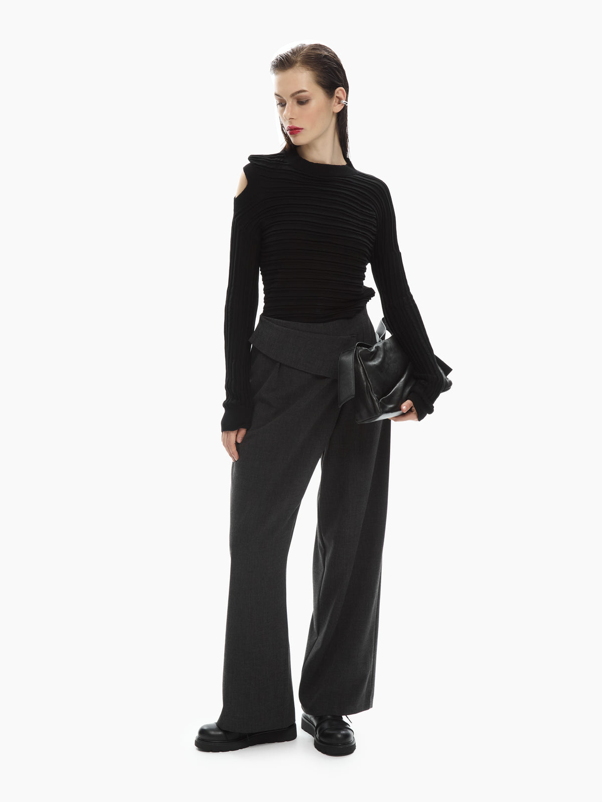IXOS Pantaloni ampi con dettaglio asimmetrico GRIGIO