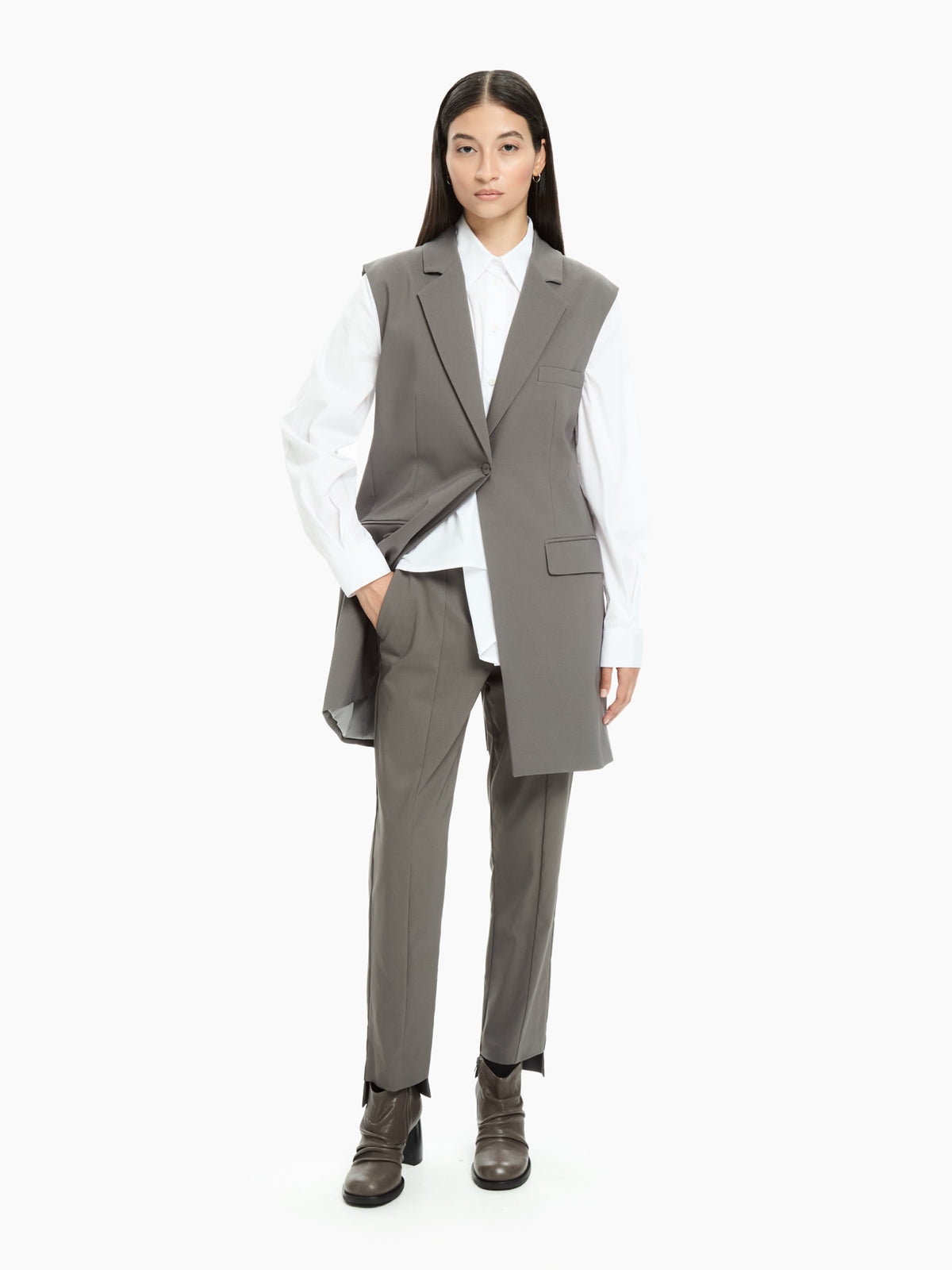 IXOS Pantaloni slim con spacchi al fondo NERO