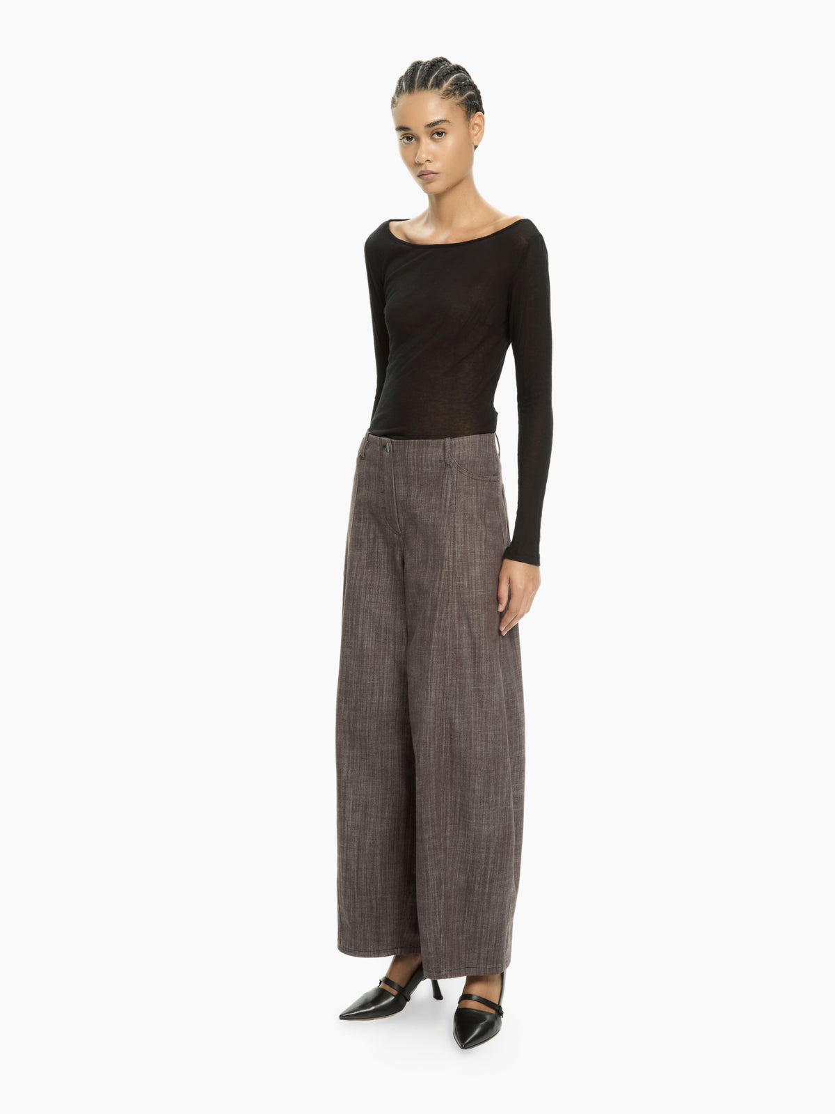 IXOS Pantaloni ampi in denim MARRONE