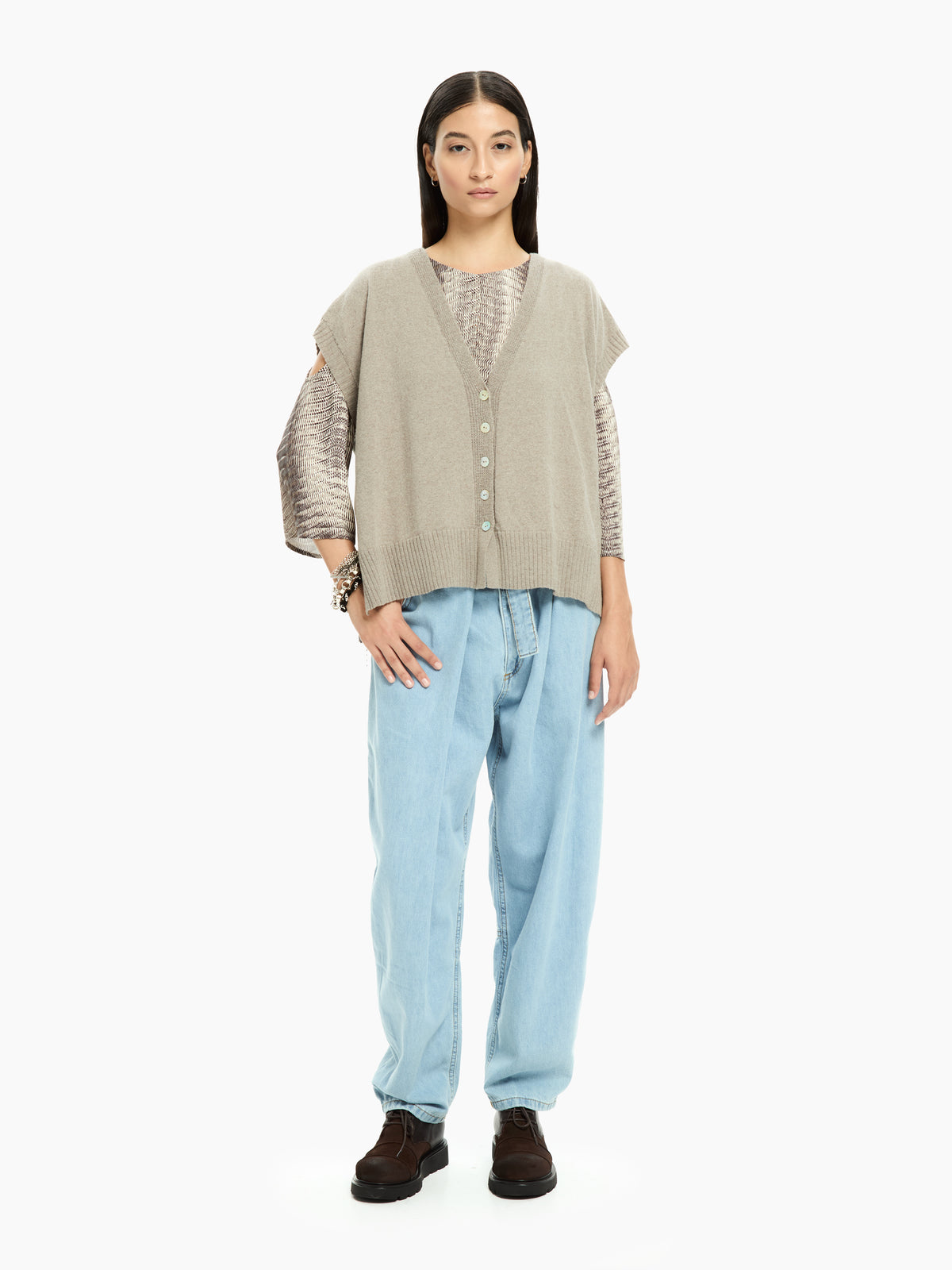 IXOS Jeans relaxed con cintura in denim CELESTE