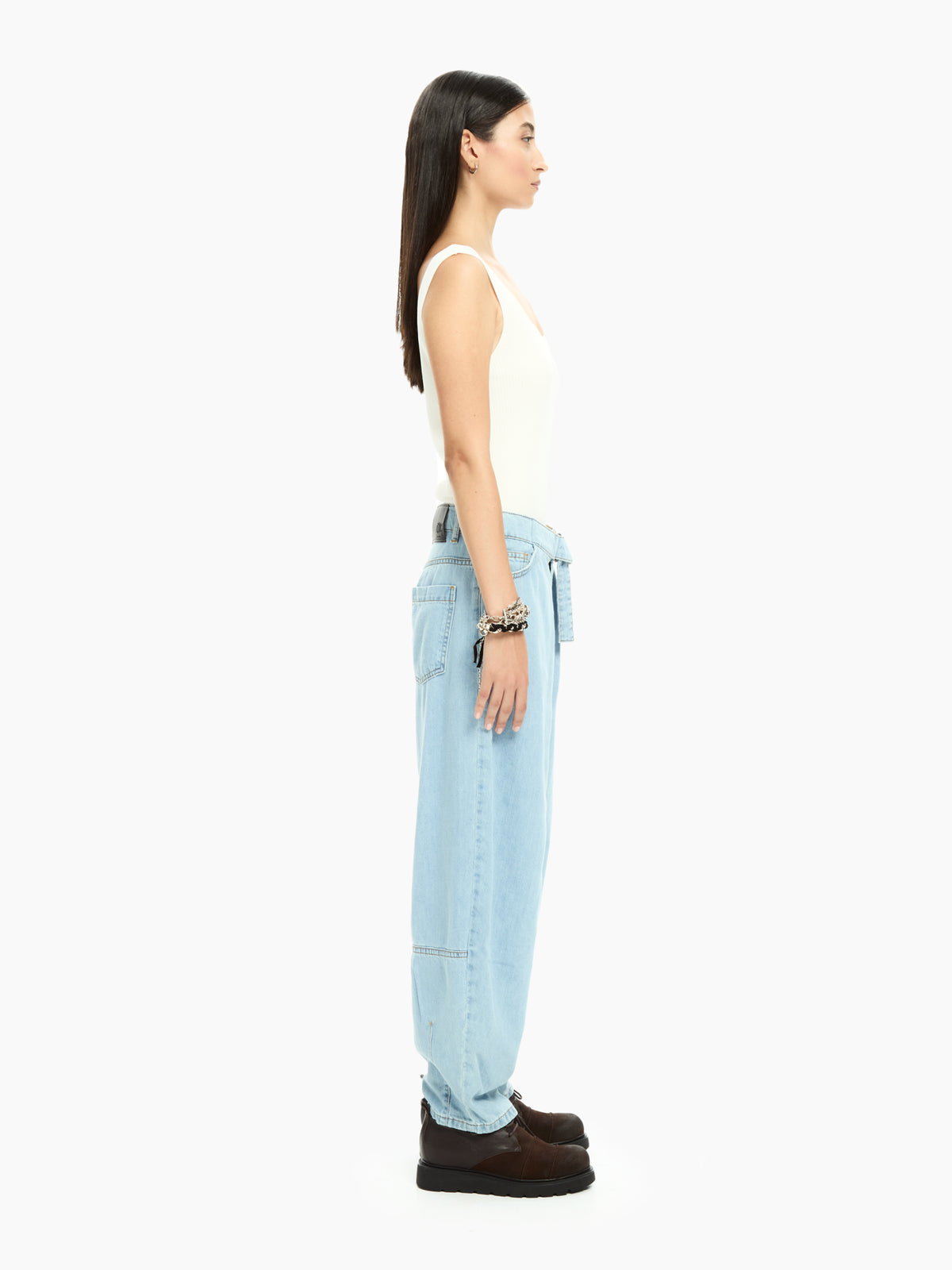 IXOS Jeans relaxed con cintura in denim CELESTE