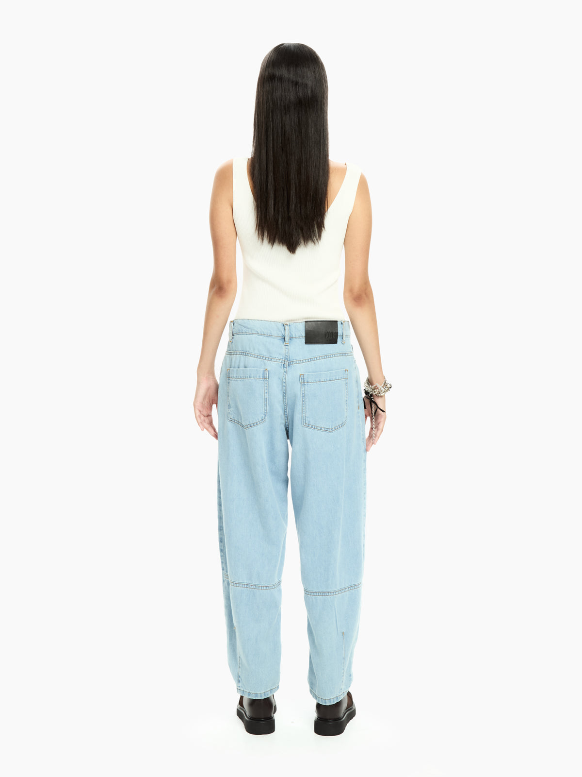 IXOS Jeans relaxed con cintura in denim CELESTE