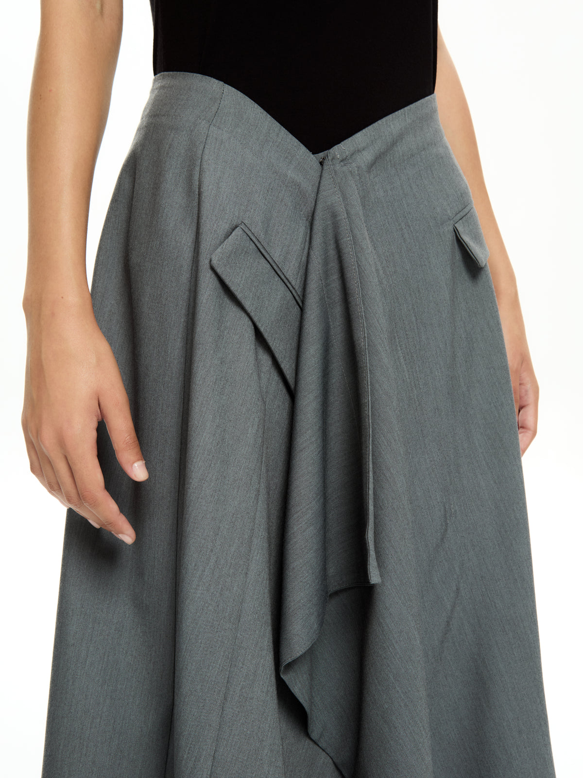 IXOS Gonna asimmetrica con drappeggio frontale GRIGIO