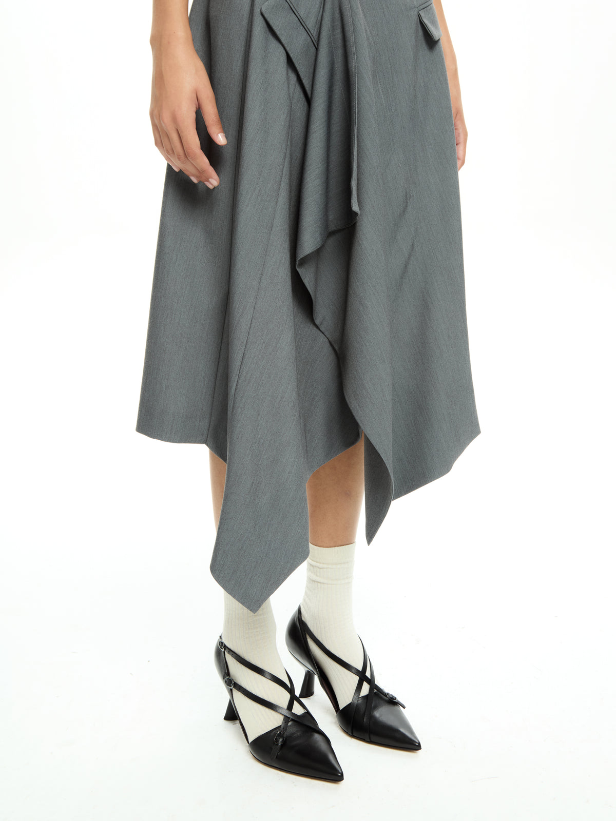 IXOS Gonna asimmetrica con drappeggio frontale GRIGIO