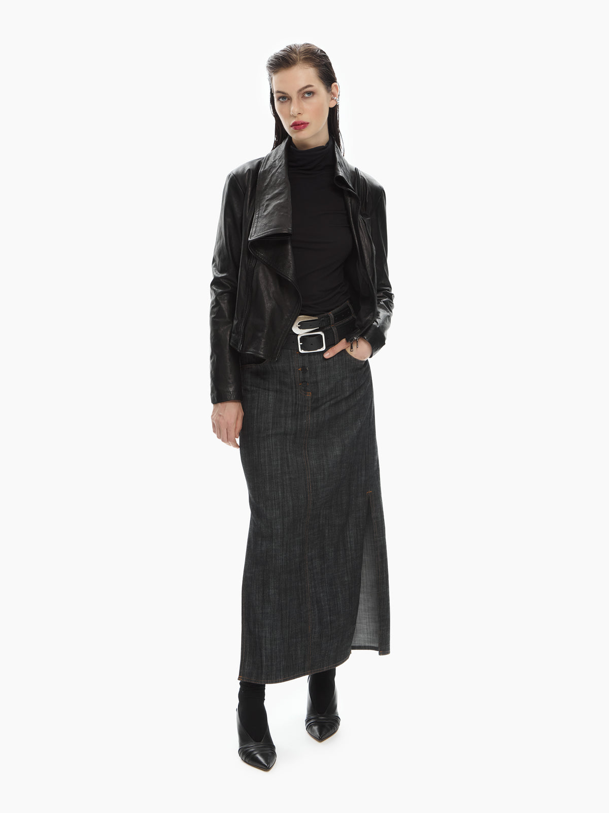 IXOS Gonna lunga in denim  NERO